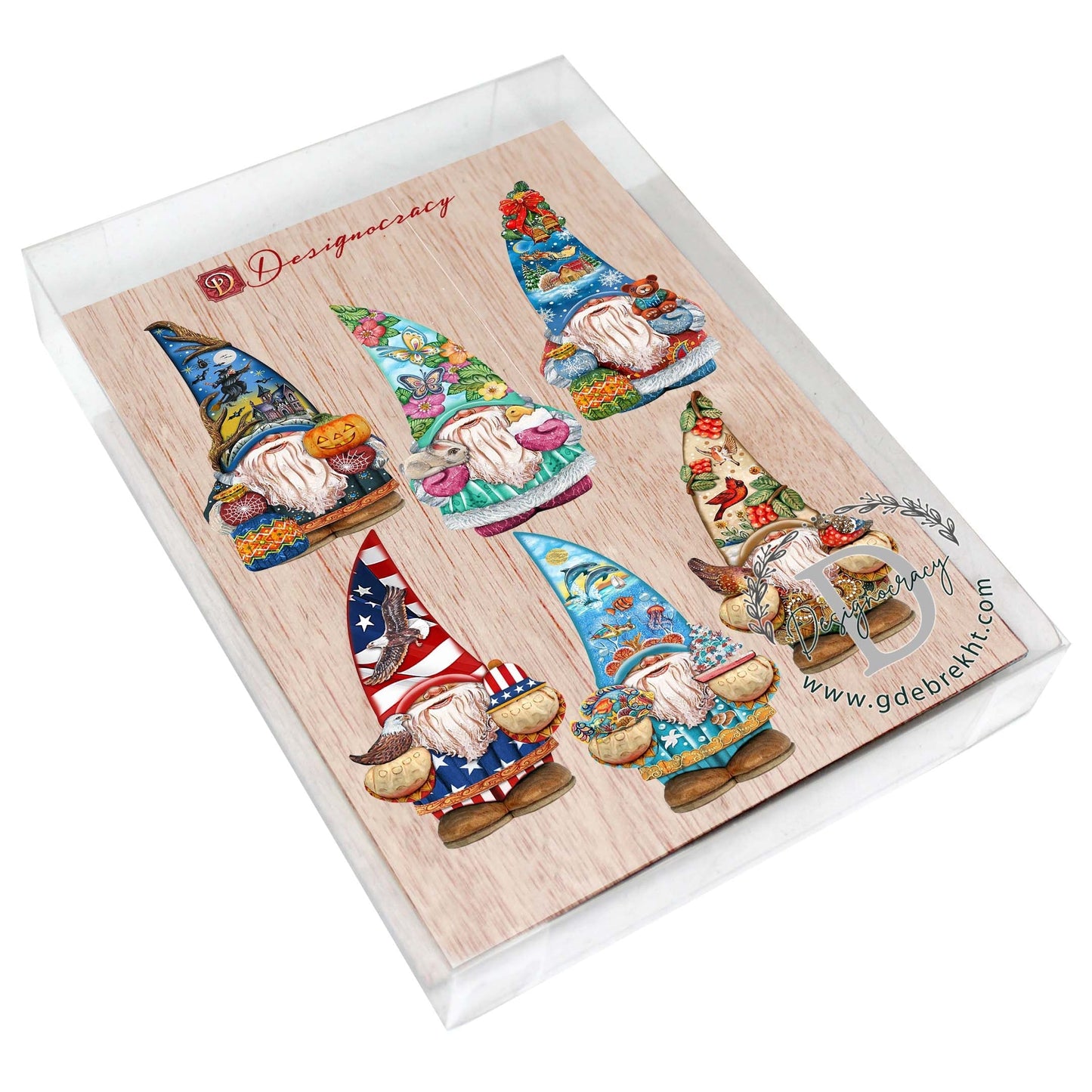 Holiday Gnomes Decorative Wooden Magnets Set of 6 by G. Debrekht - Christmas Decor - 8090138G-S6