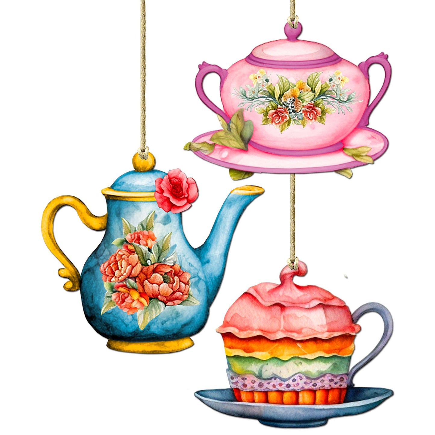 Happy Mother's Day Decorative Wooden Ornaments Set of 3 by G. Debrekht - Love Family Decor - 8091059-S3