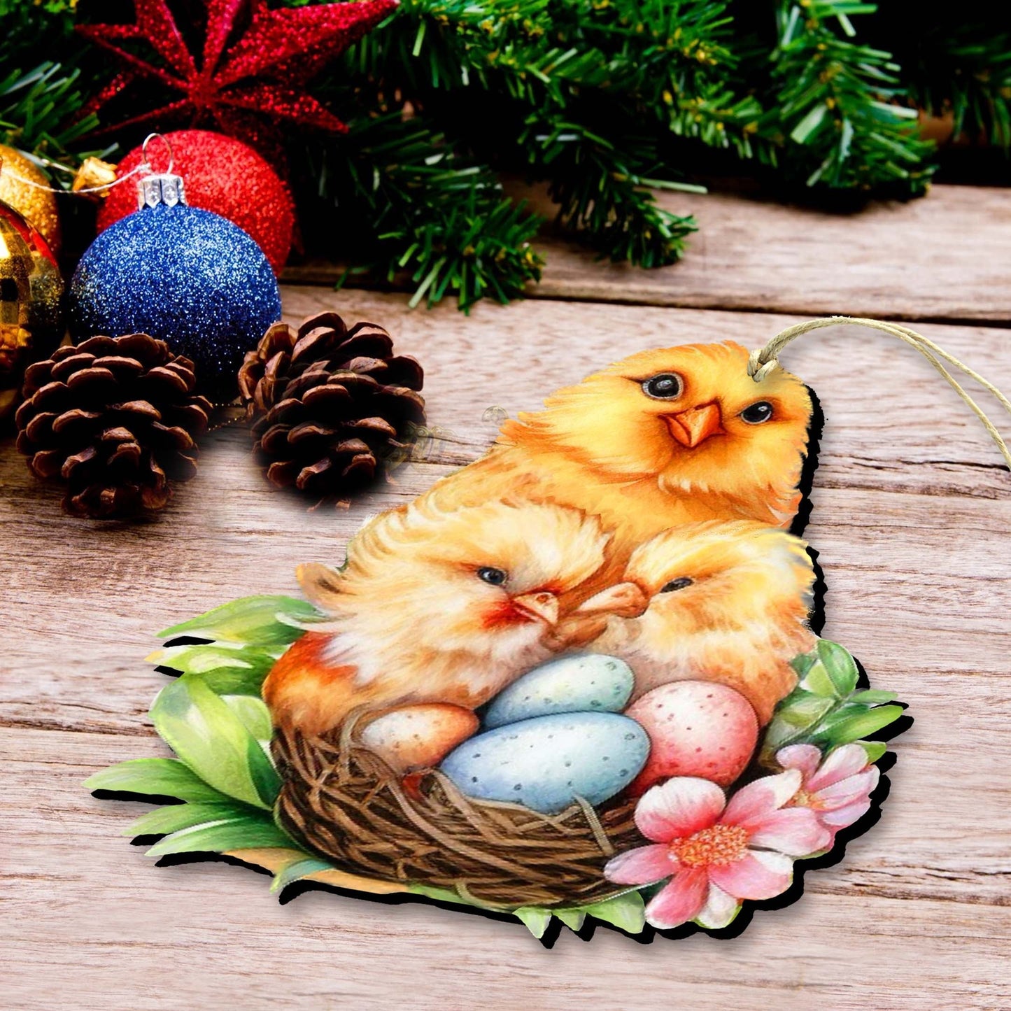 Spring Chicks Wooden Ornaments by G. DeBrekht Easter Spring Decor - 8652771