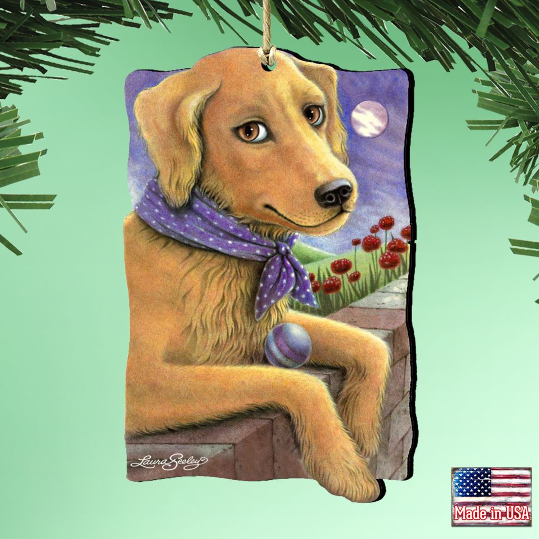 Flowers Fetch Fun Wooden Ornaments Pets by Laura Seeley - Pets Dog and Cats Decor - 8511011-LS