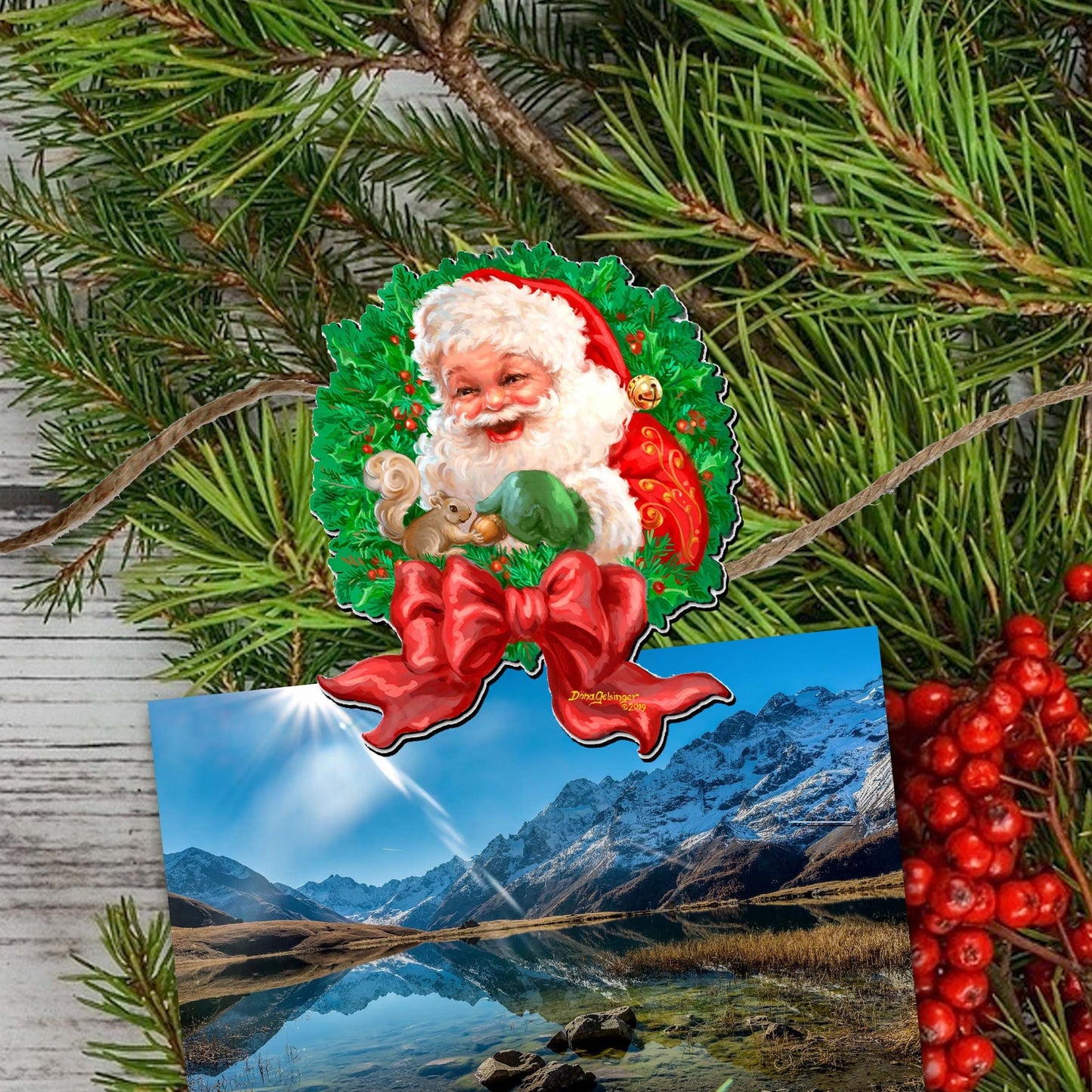 Santa and Friends Decorative Wooden Clip-on Ornaments Set of 6 by D. Gelsinger - Christmas Decor - 8090134C-S6