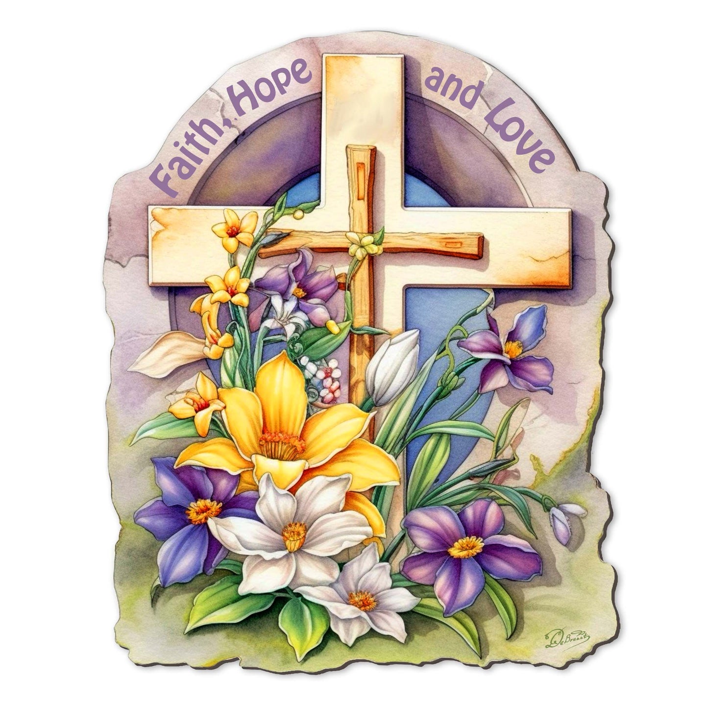 Faith, Hope, and Love Cross Holiday Door Decor by G. Debrekht - Easter Spring Decor - 8688160H