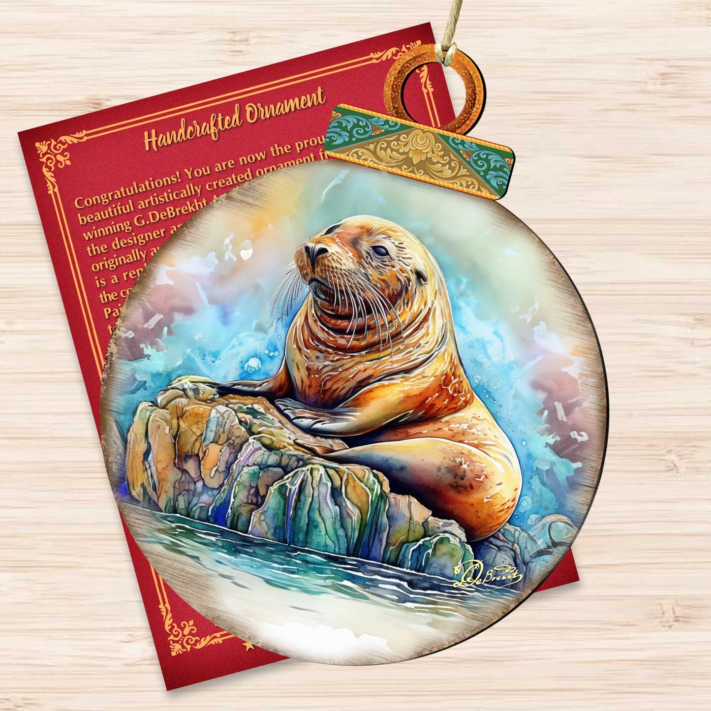 Sea Lion Wooden Ornaments by G.Debrekht - Wildlife Holiday Decor - 8710127