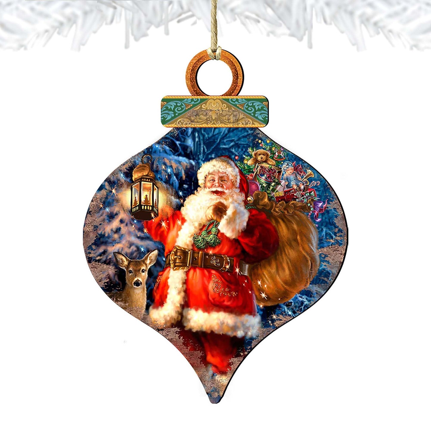 Woodland Santa Wooden Ornaments by Gelsinger - Christmas Santa Snowman Decor - 8031051-1105