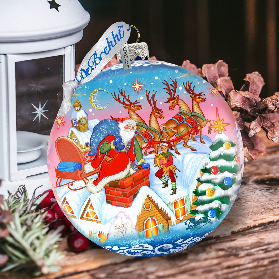 Special Delivery Ball Glass Ornament Limited Edition by G. DeBrekht - Christmas Santa Snowman Decor - 73845