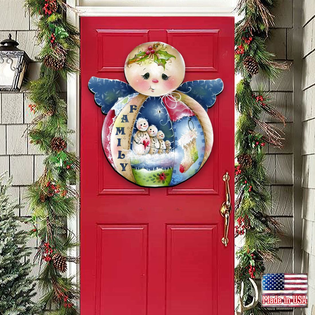 Family Snowman Christmas Door Decor by Jamie Mills-Price - Christmas Santa Snowman Decor - 8457504H