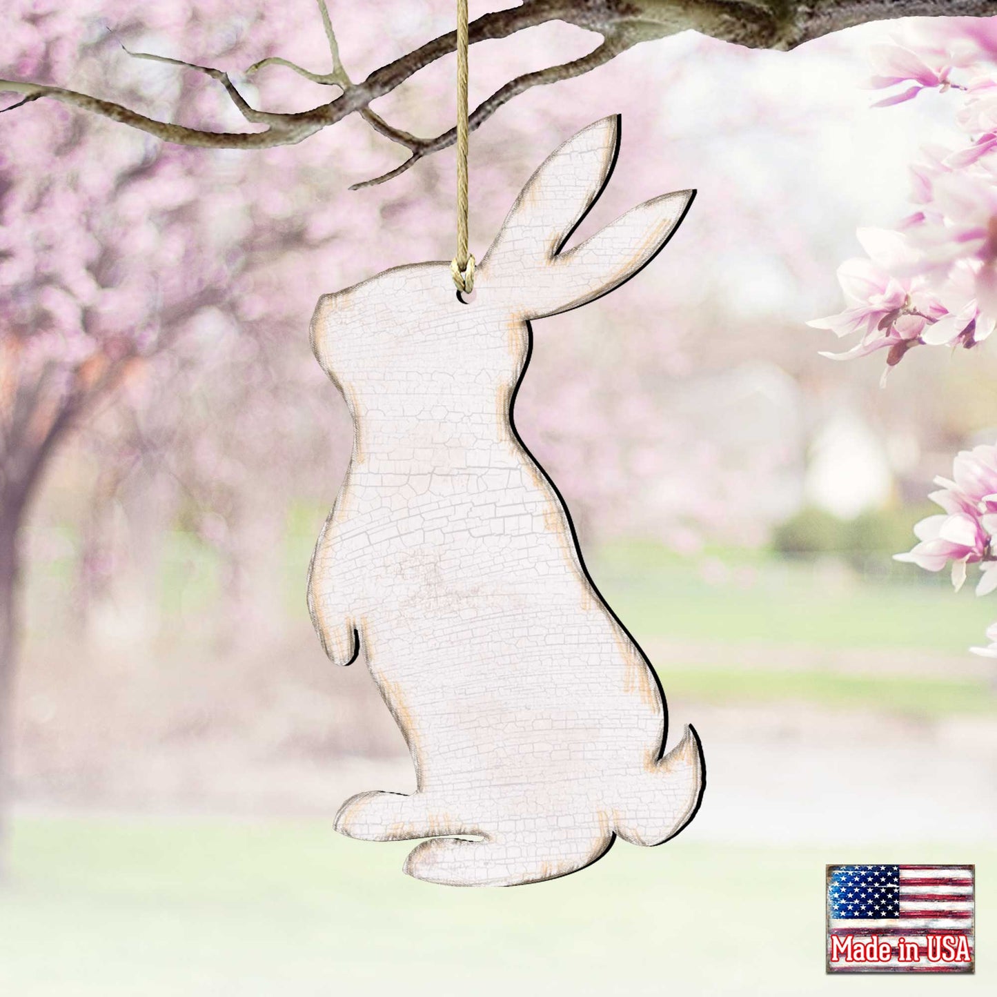 White Easter Spring Decor Bunny Wood Ornaments - Designocracy - 81991342