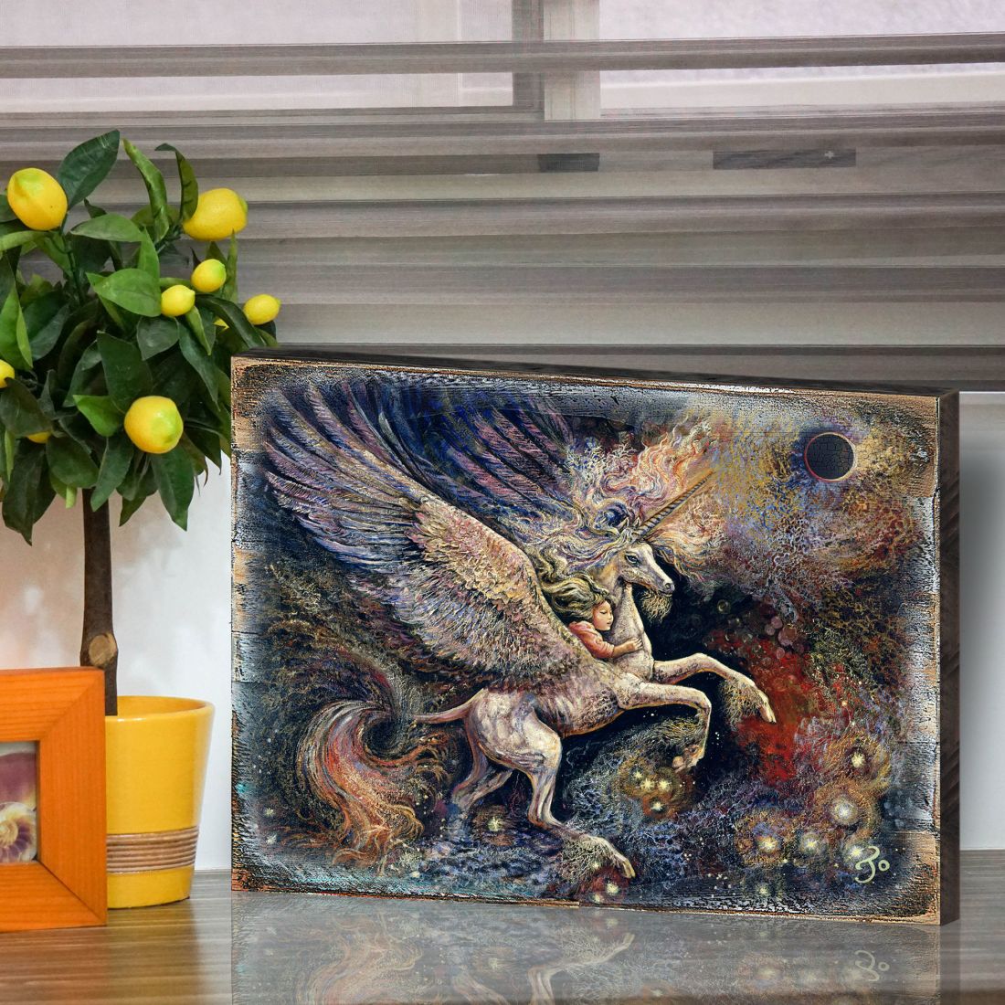 Unicorn Pegasus Fantasy Wooden Wall Art by Josephine Wall - Fantasy Decor - 852140-JW