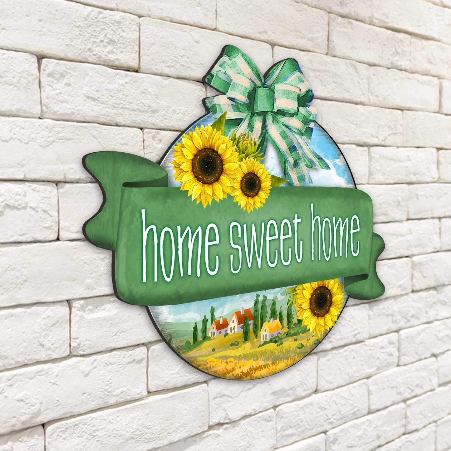 Front door welcome sign Home Sweet Home wreath Main entrance welcome sign - Wooden front porch decor - 933104H