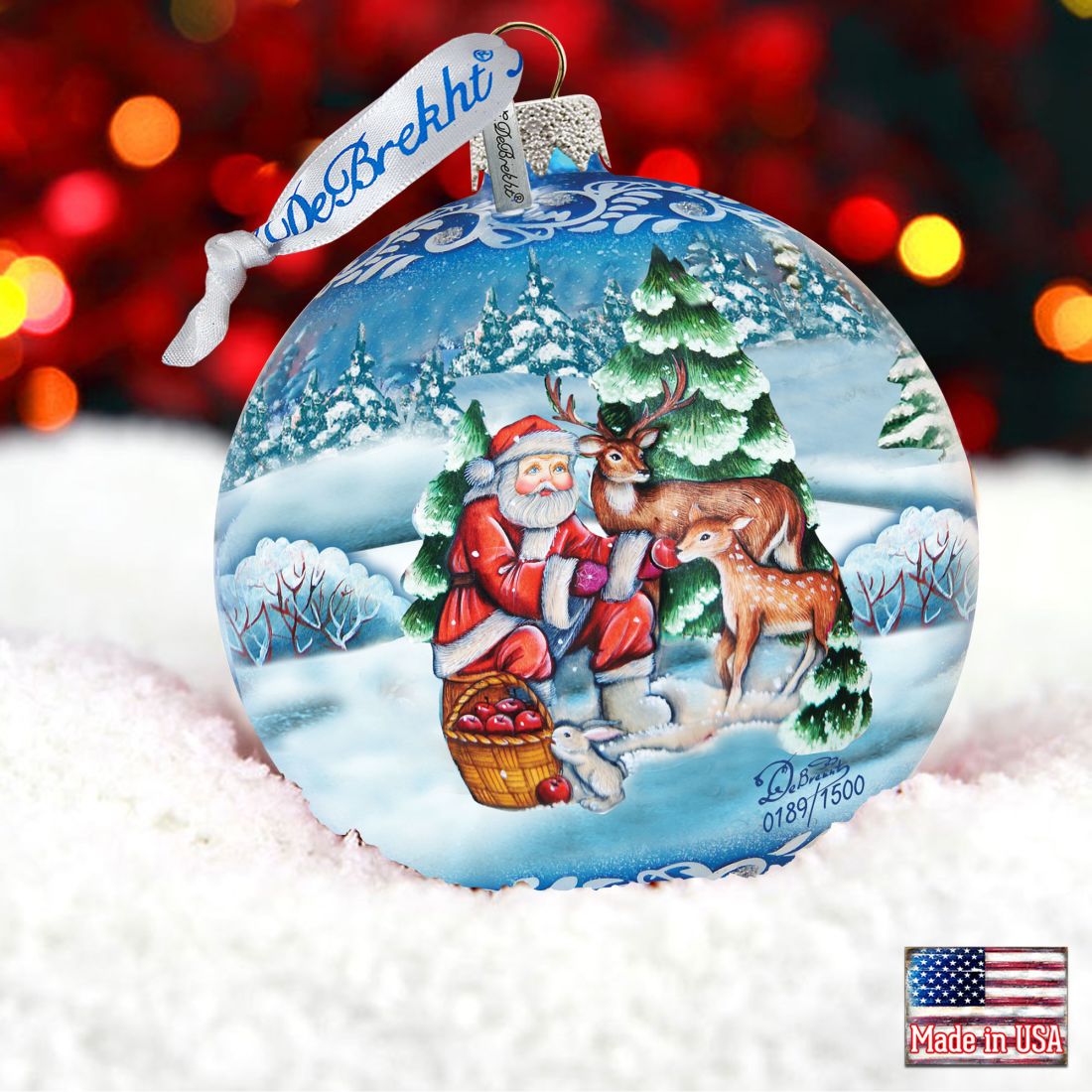 Woodland Watcher Ball Glass Ornament Limited Edition by G. DeBrekht - Christmas Santa Snowman Decor - 73849