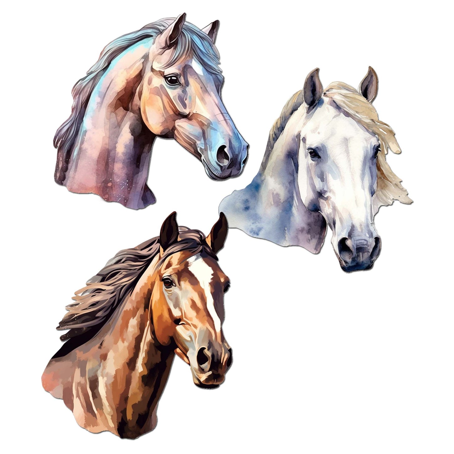 Horses Decorative Wooden Clip-on Ornaments Set of 3 by G. Debrekht - Christmas Decor - 8091039C-S3
