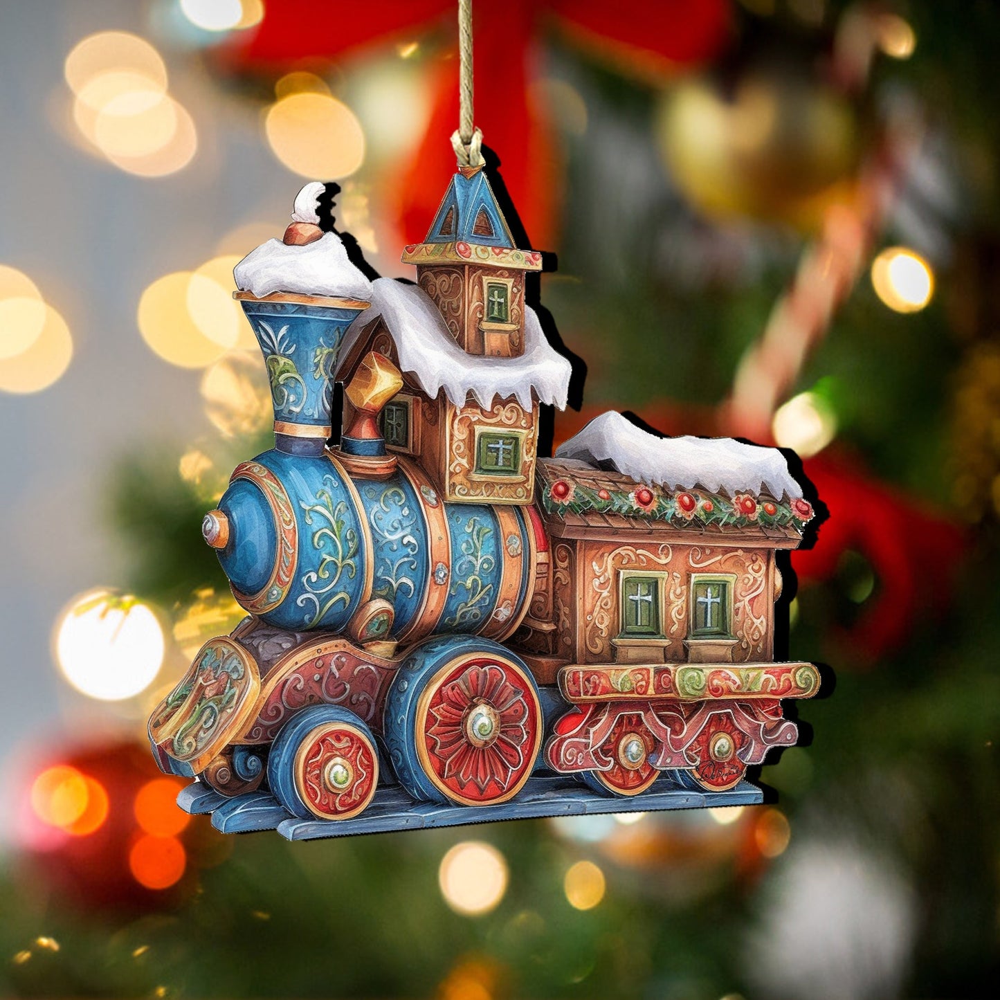 Christmas Train Wooden Ornaments by G. Debrekht - Christmas Decor - 8100198-1