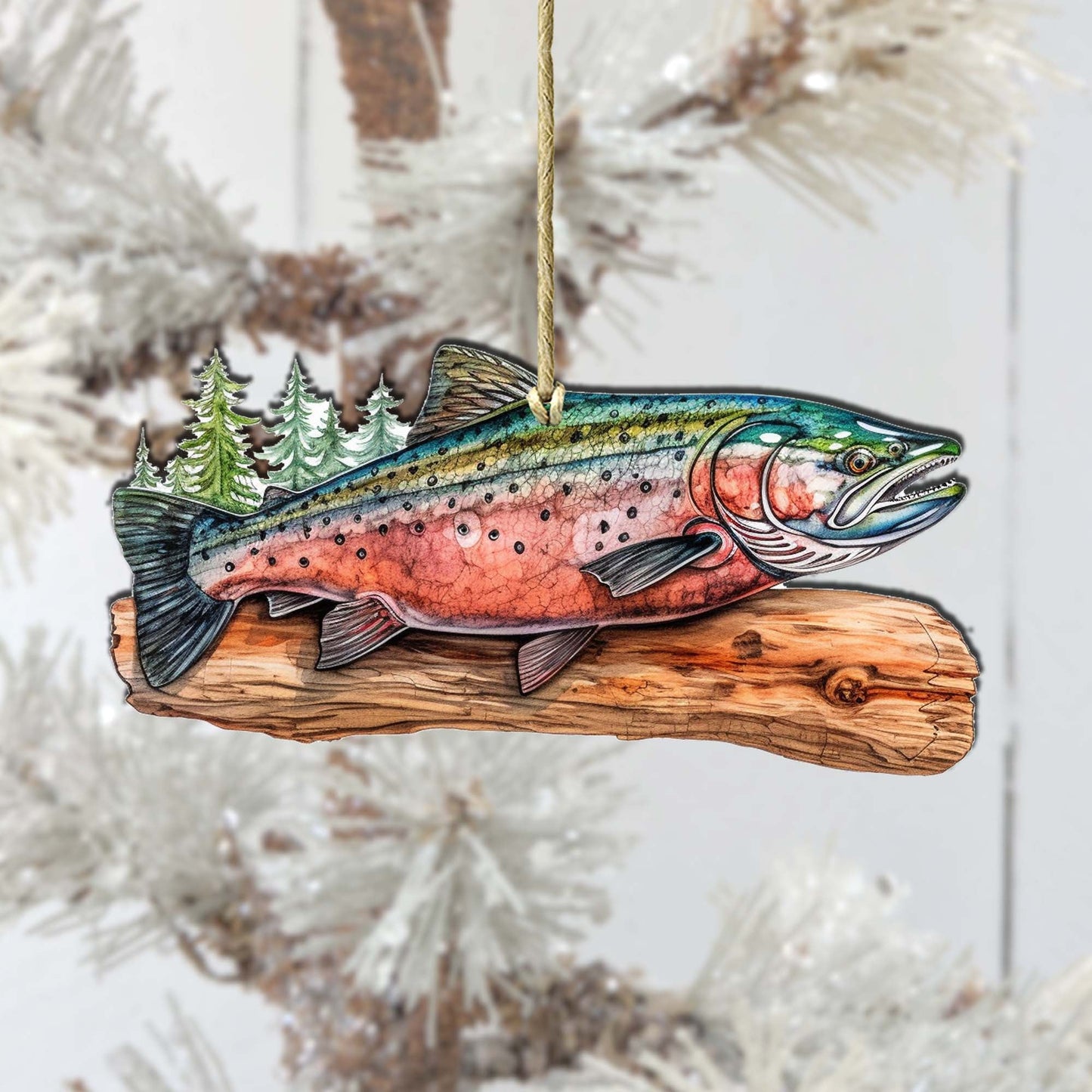 Splendid Sockeye Wooden Ornaments by G.Debrekht - Wildlife Holiday Decor - 8710109-2