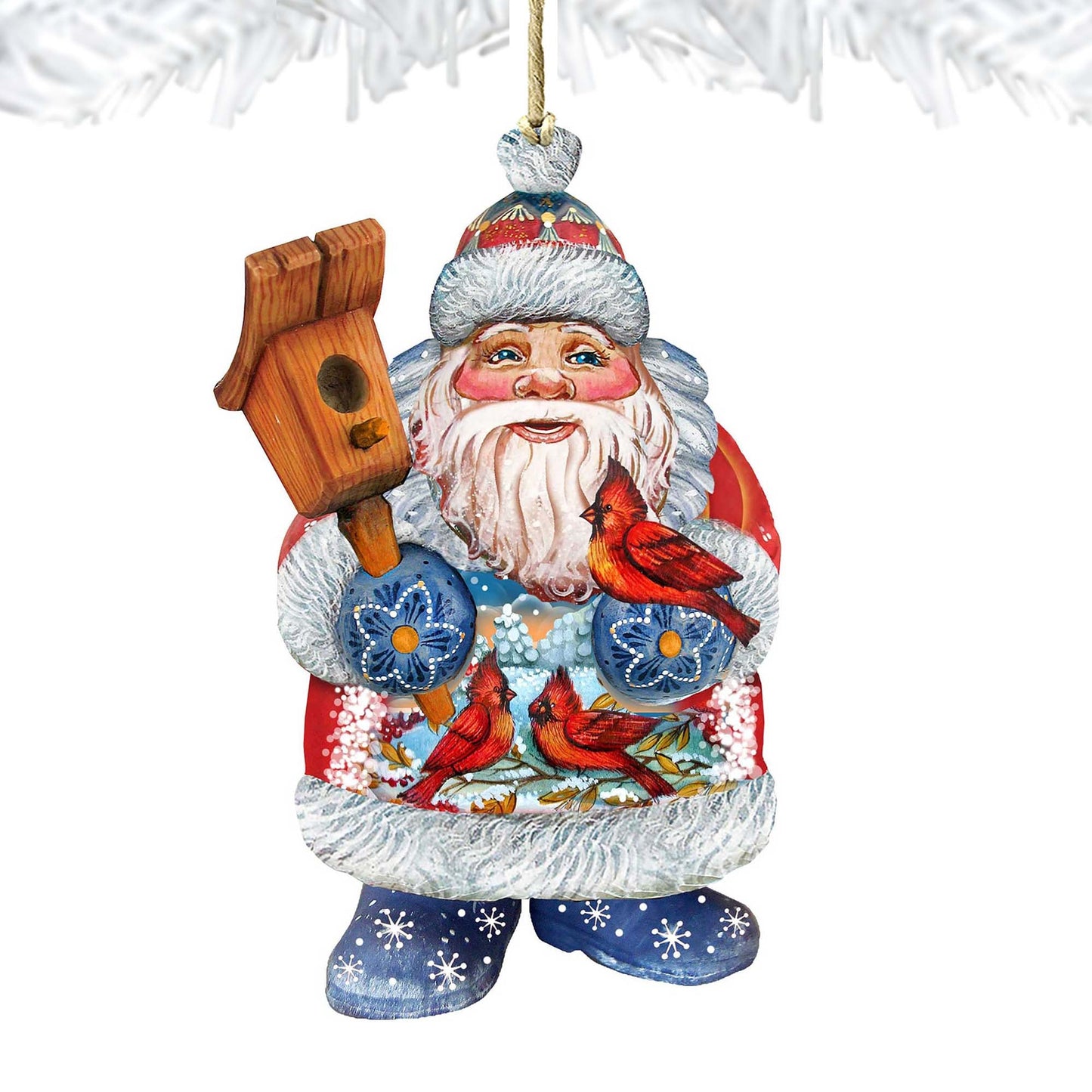 Holiday Bird Christmas Wooden Ornaments by G. DeBrekht - Christmas Santa Snowman Decor - 8118023