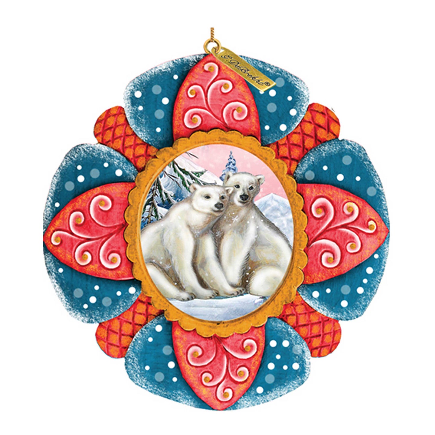 Polar Bear Sculpted Hand-Painted Christmas Ornament by G. DeBrekht - Wildlife Holiday Decor - 610550