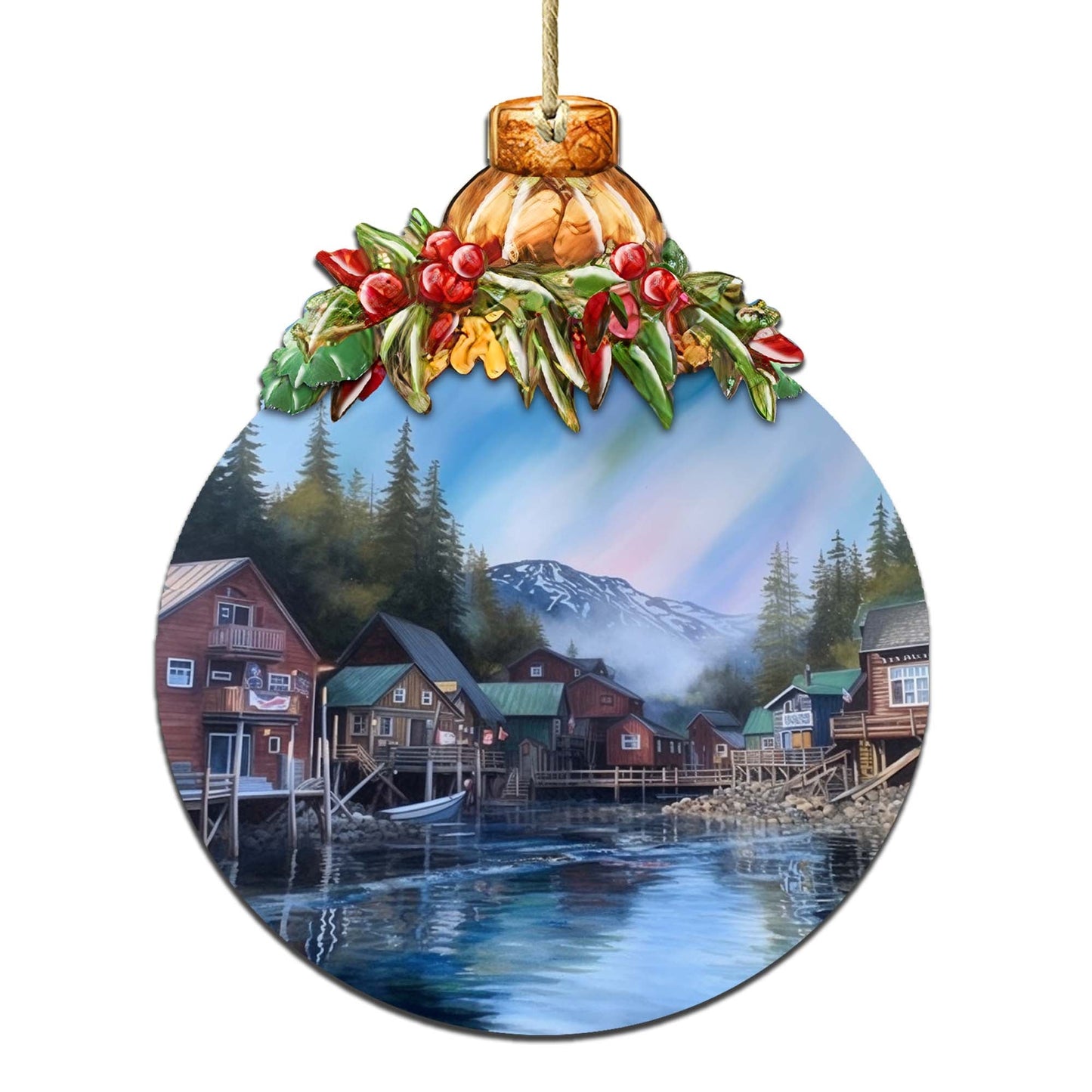 Arctic Mountain Homes Wooden Ornaments by G.Debrekht - Wildlife Holiday Decor - 870014
