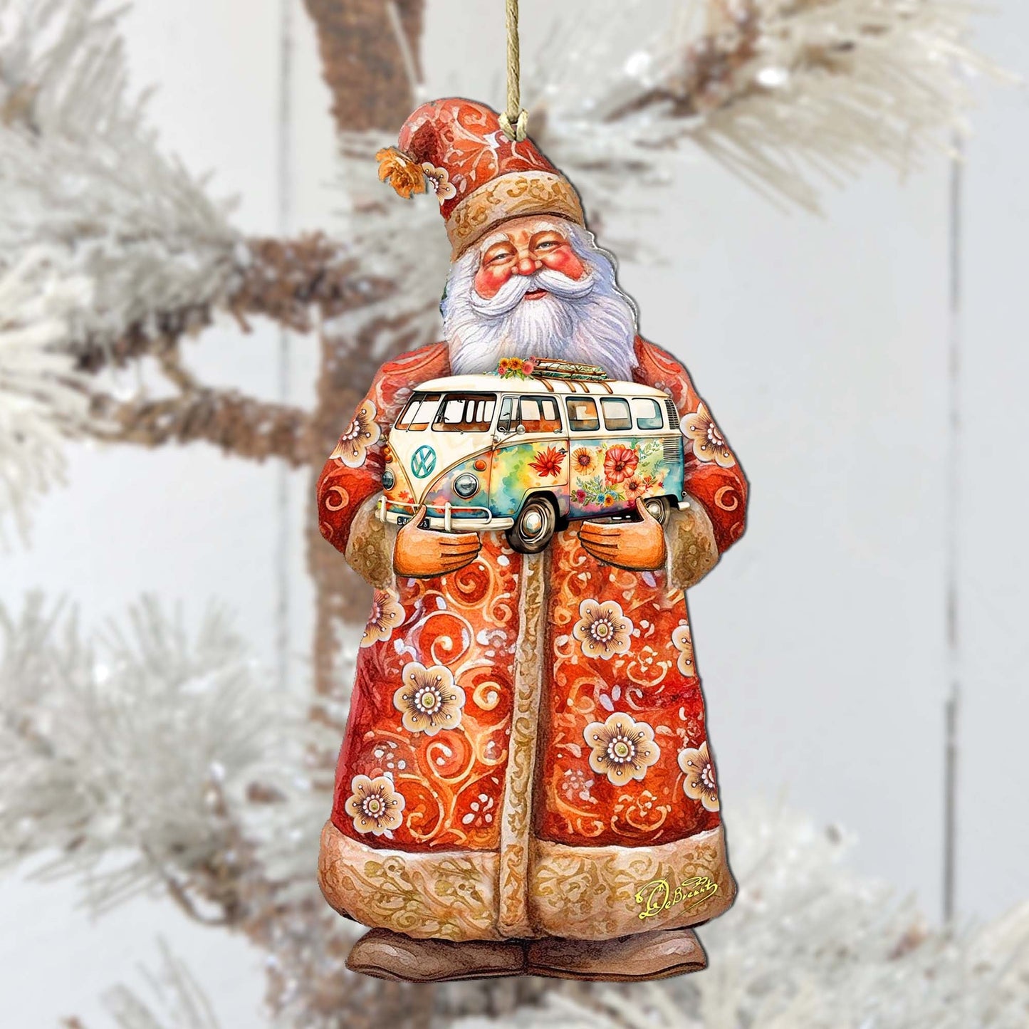 Santa's Tree of Joy Wooden Ornaments by G. Debrekht - Christmas Santa Snowman Decor - 8691418