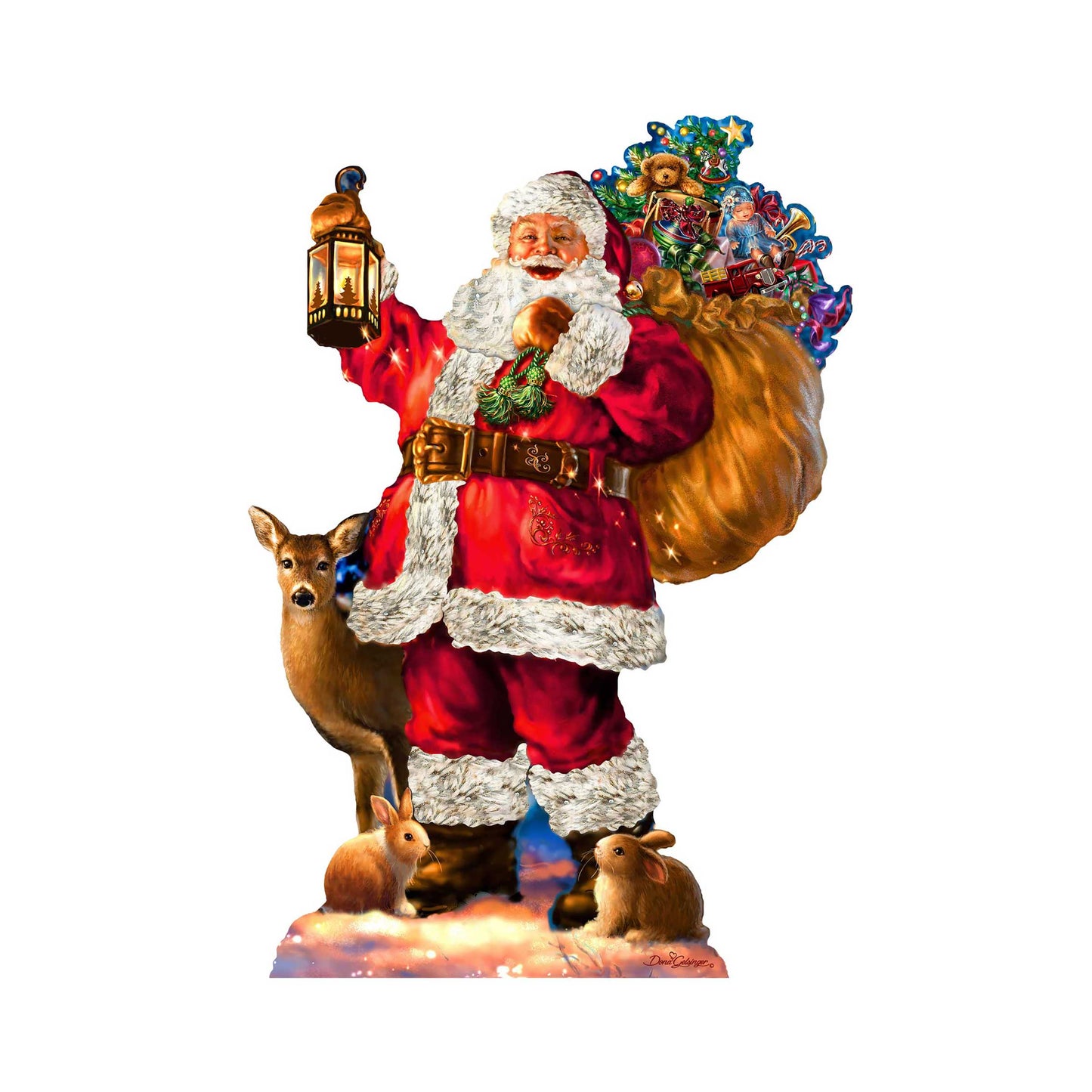 Woodland Santa Wall Door Hanger by D. Gelsinger - Christmas Santa Snowman Decor - 8461028H-1105