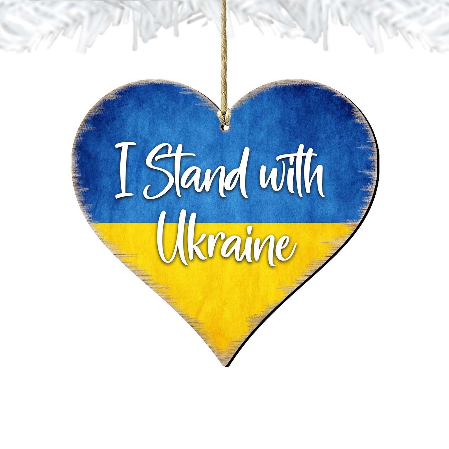 I Stand with Ukraine Wooden Ornaments - International Decor - 8187121