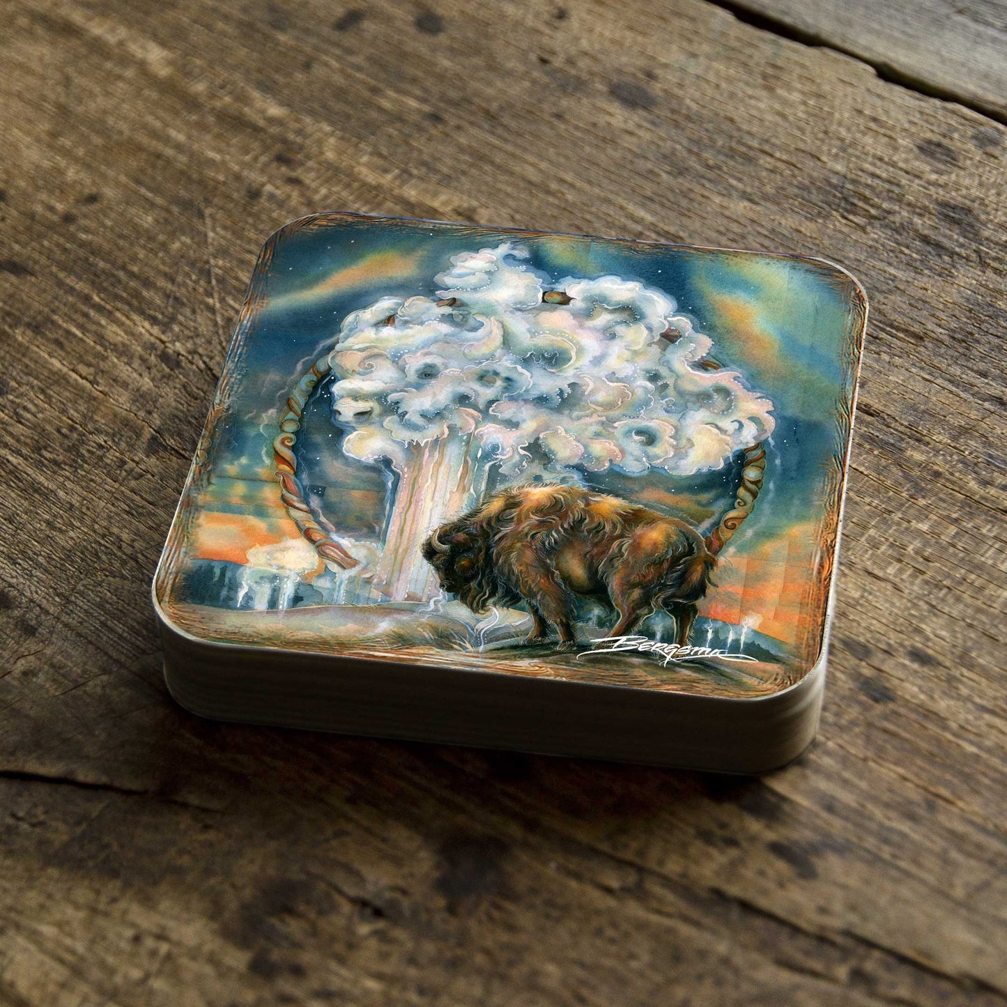 Wild Spirit of Nature Wooden Cork Coasters Gift Set of 4 by J. Bergsma - Wildlife Decor  - 8199467C-S4