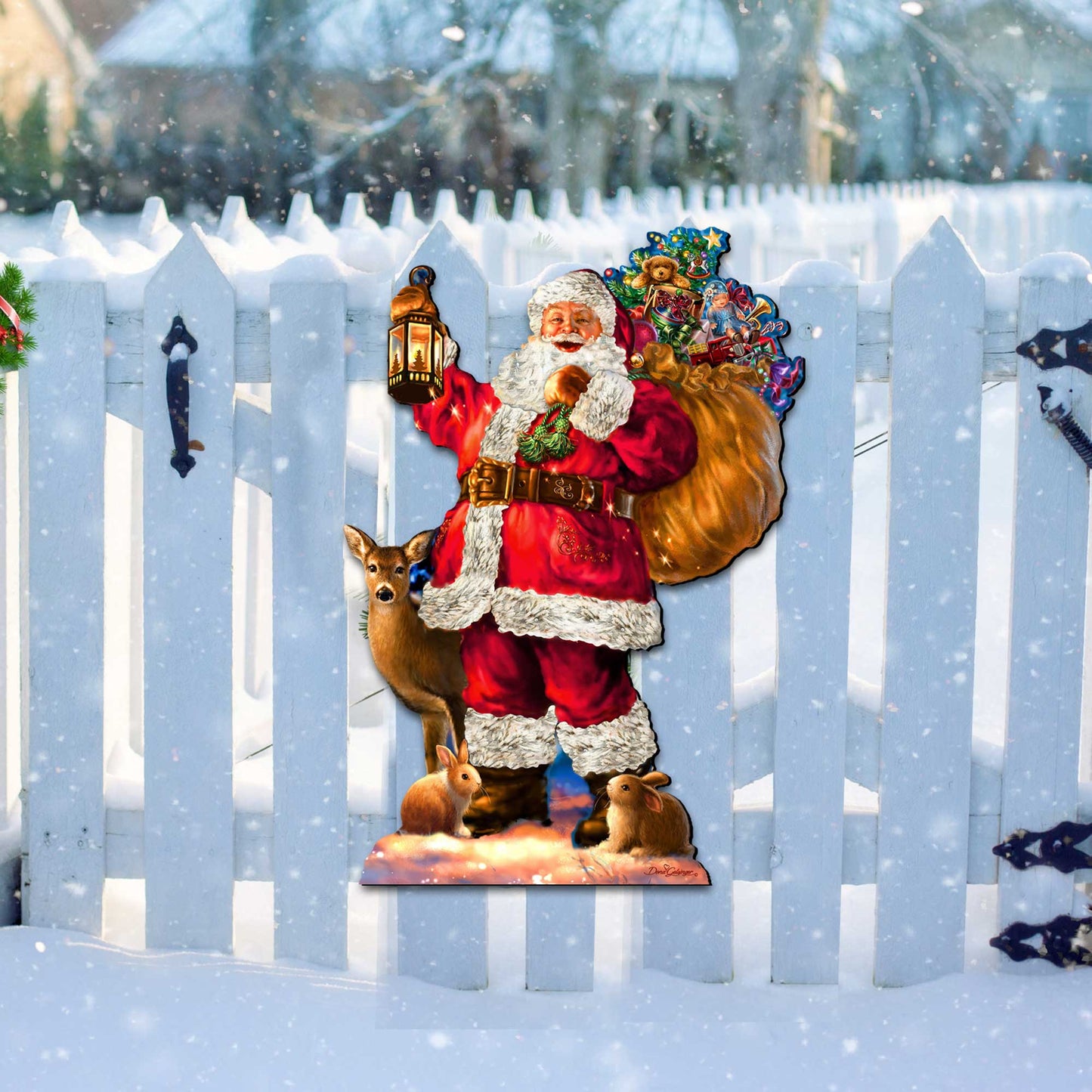 Woodland Santa Wall Door Hanger by D. Gelsinger - Christmas Santa Snowman Decor - 8461028H-1105