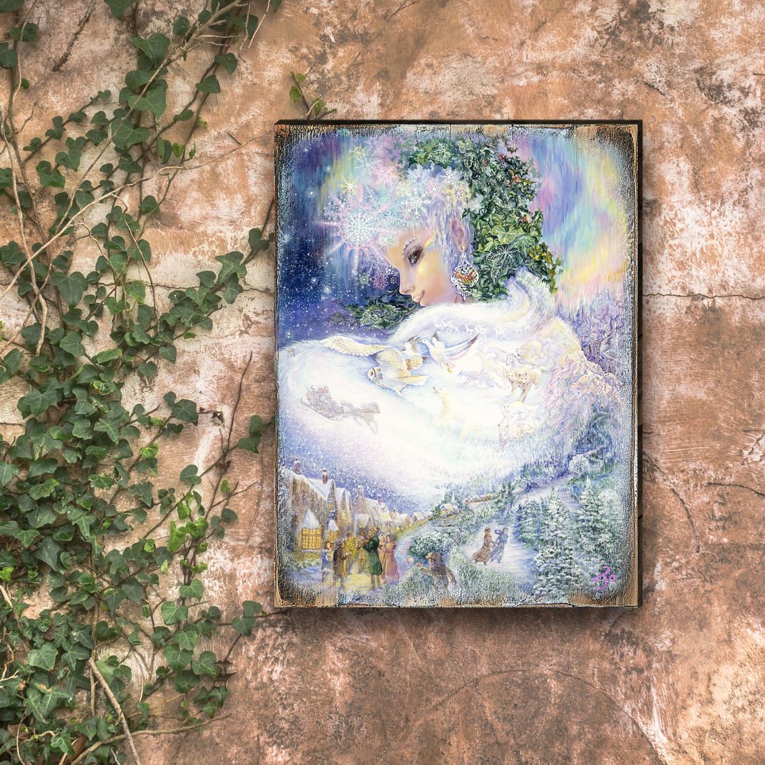 Snow Queen Fantasy Wooden Wall Art by Josephine Wall - Fantasy Decor - 852143-JW