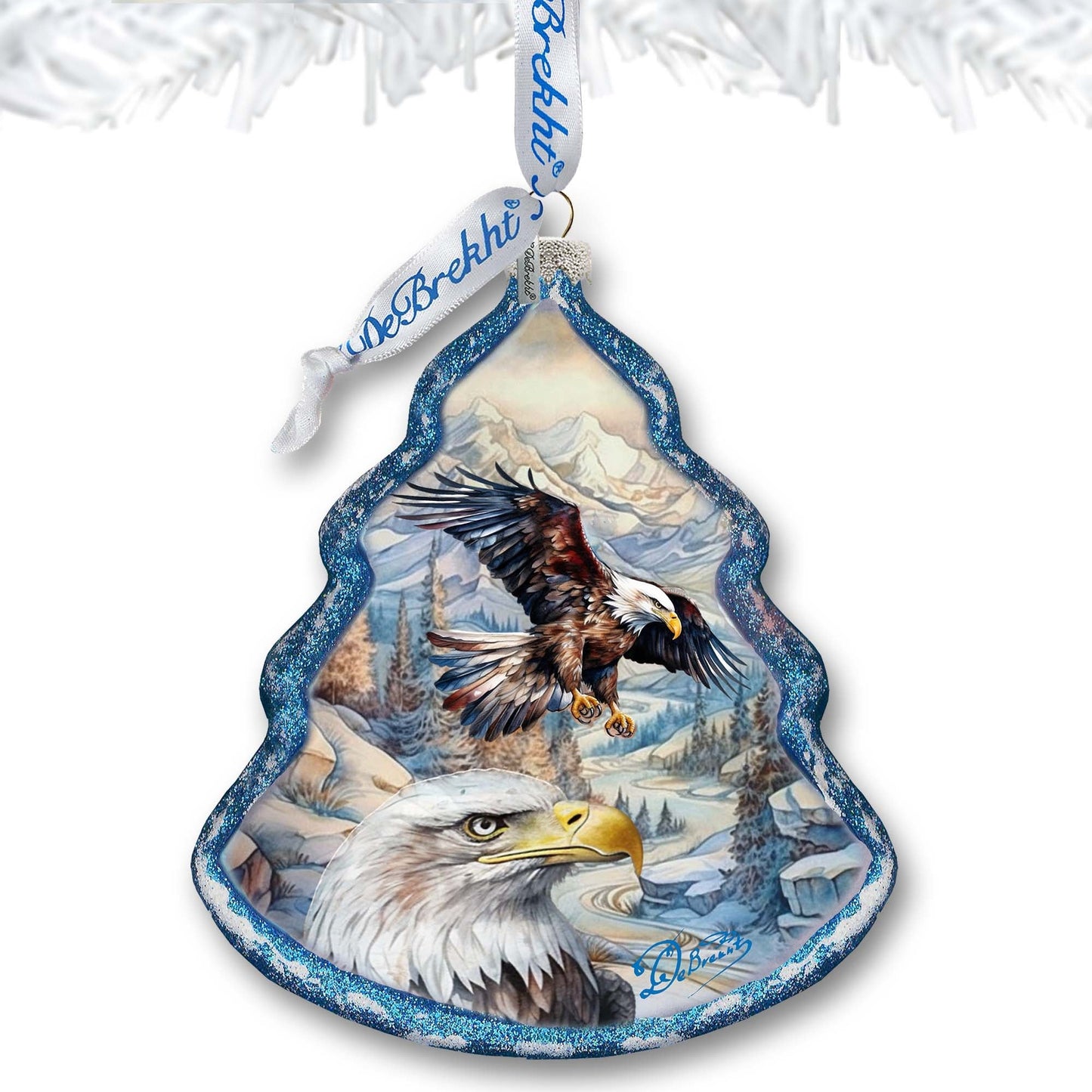 The Land of the Free - American Eagle Tree Glass Ornament by G. Debrekht - Christmas Decor - 762-031