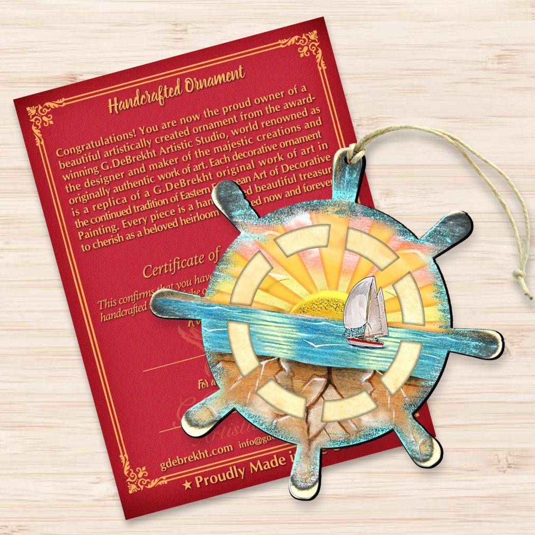 Captain Wheel Wooden Ornaments by G. DeBrekht - Coastal Holiday Decor - 8198536