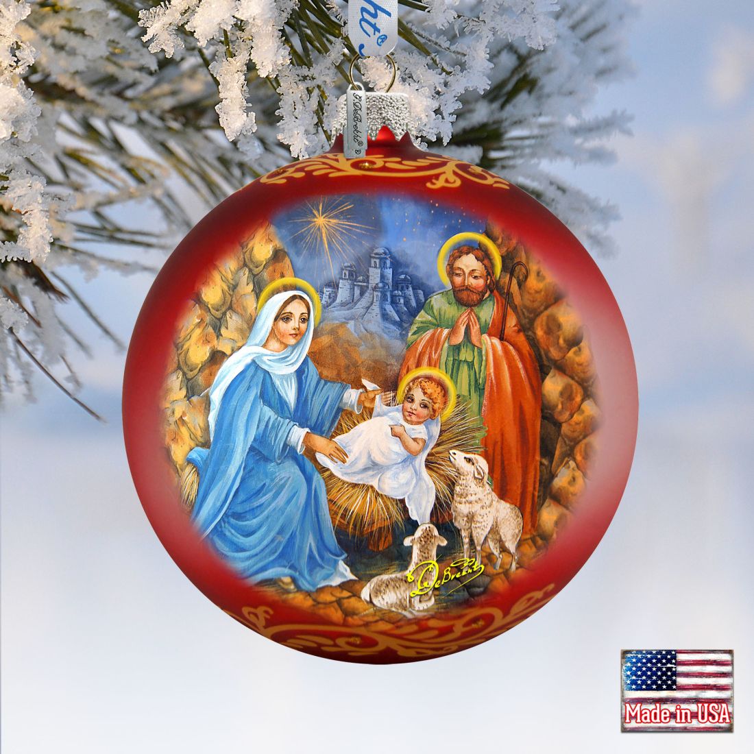 The Lamb of God Glass Ornament Limited Edition by G. DeBrekht - Nativity Holiday Decor - 73902