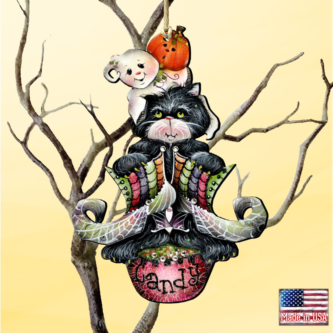 Spoooooky Boos! Wooden Ornaments by Jamie Mills-Price - Thanksgiving Halloween Decor - 8457409