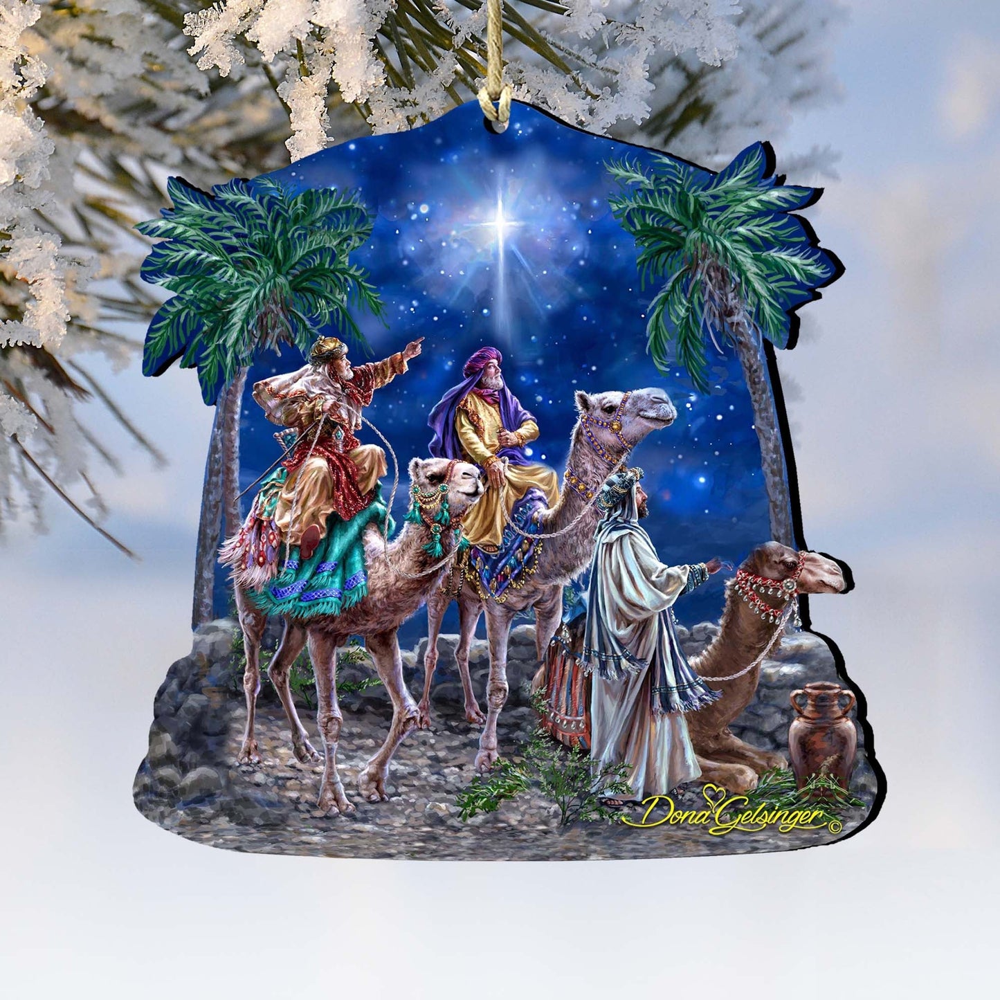 The Magic of Three Kings Wooden Ornaments by Gelsinger - Nativity Holiday Decor - 8161026-1810