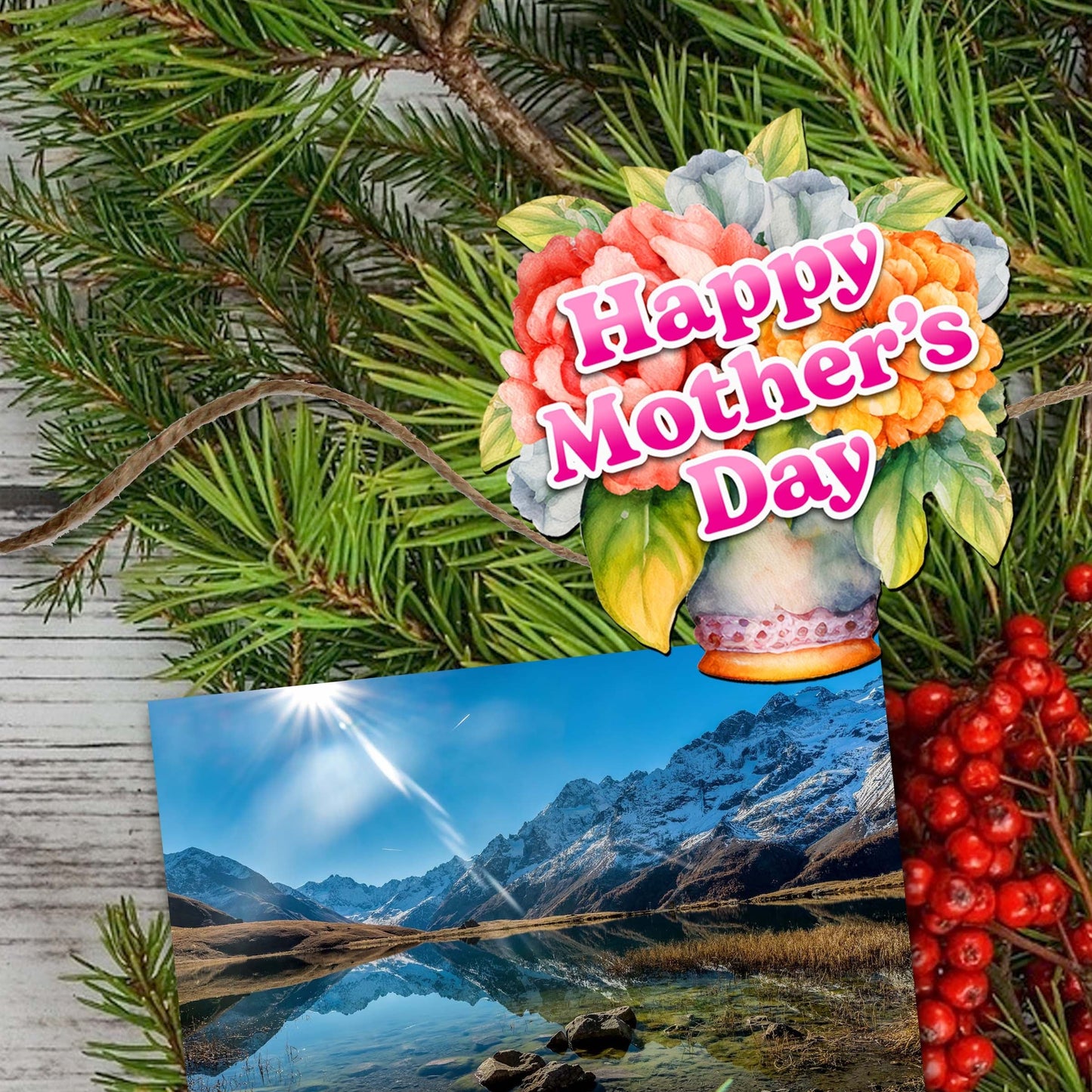 Happy Mother's Day Decorative Wooden Clip-on Ornaments Set of 6 by G. Debrekht - Love Family Decor - 8090059C-S6