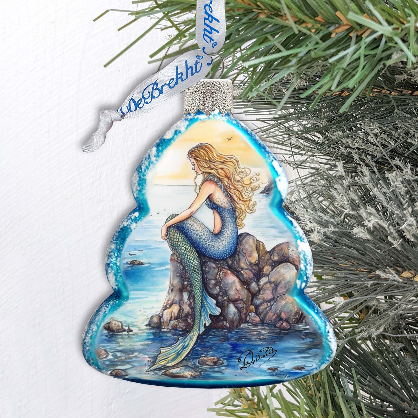 Beach House Decor - Mermaid Keepsake Glass Ornaments by G. Debrekht - Coastal Holiday Decor - 777400