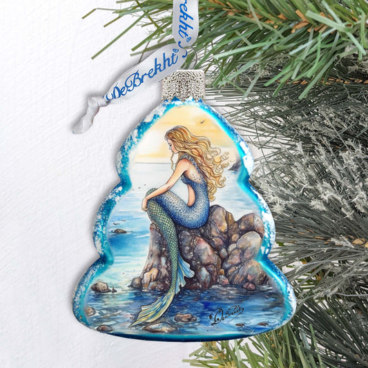 Beach House Decor - Mermaid Keepsake Glass Ornaments by G. Debrekht - Coastal Holiday Decor - 777400