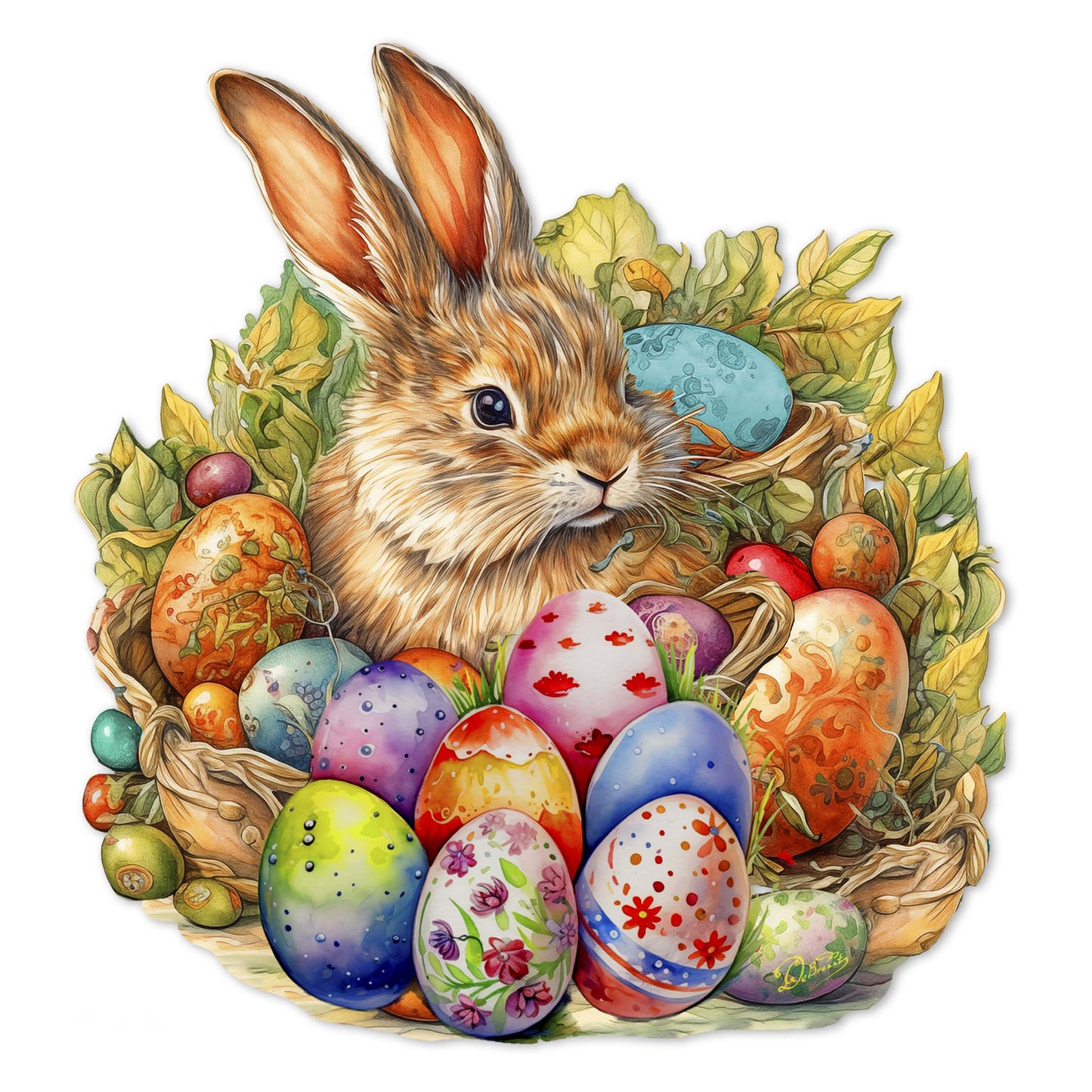 Easter Bunny with Eggs Holiday Door Decor by G. Debrekht - Easter Spring Decor - 8652766H