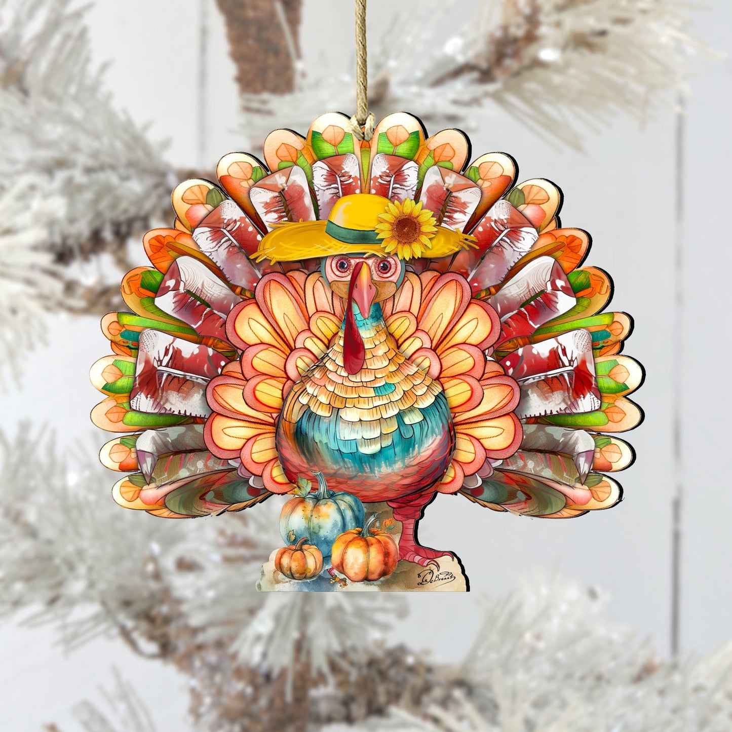 Thanksgiving Turkey Wooden Ornaments by G. DeBrekht Thanksgiving Decor - 8611055