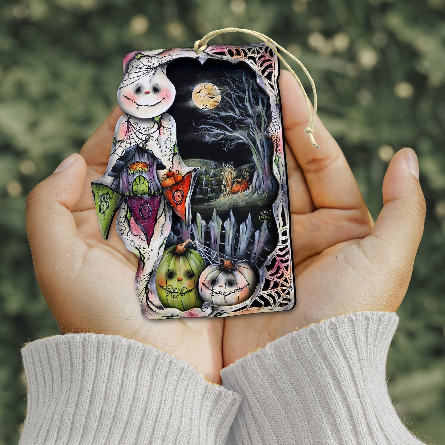 Night of the Pumpkins Wooden Ornaments by Jamie Mills-Price Halloween Decor - 8611078-MP