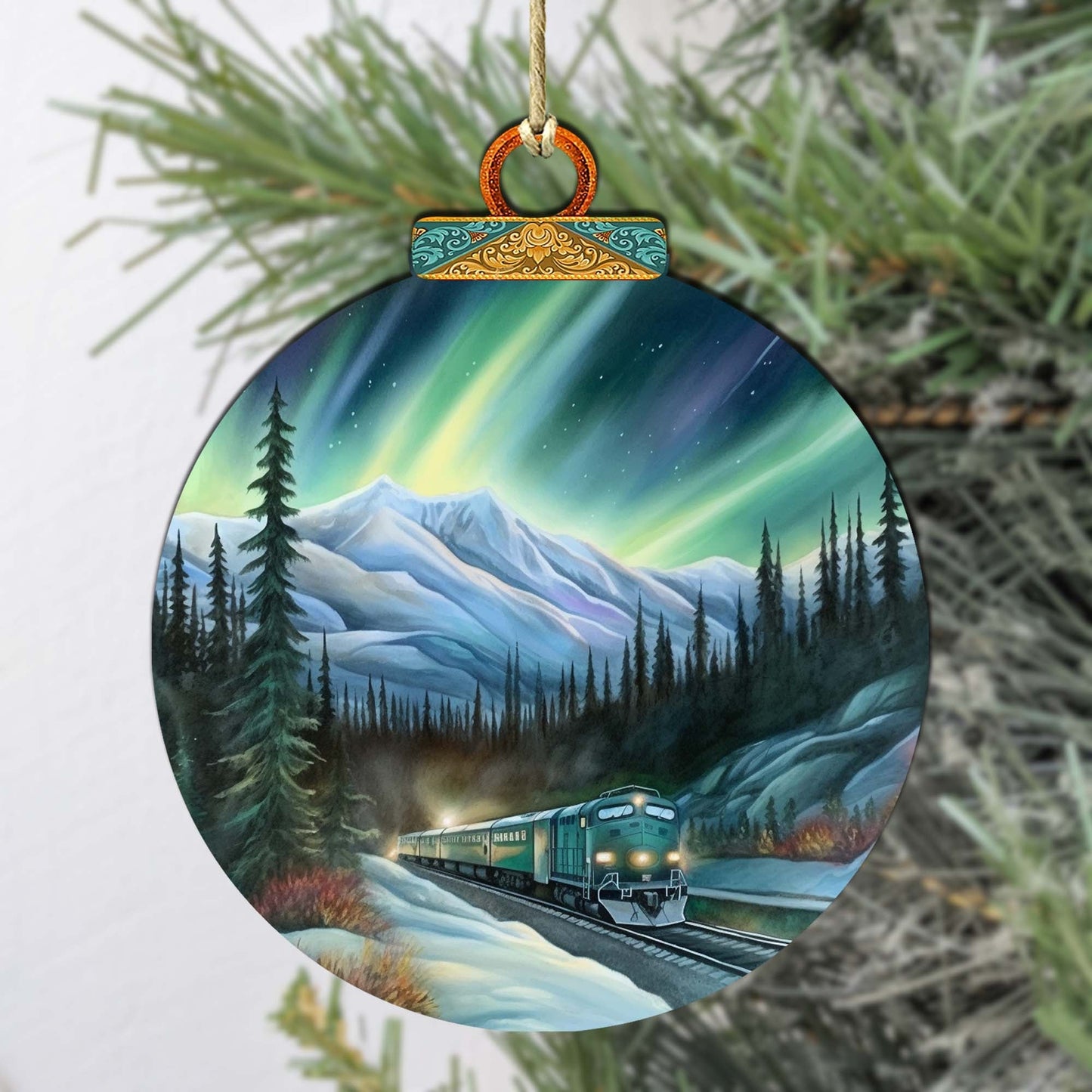 Arctic Light Show Wooden Ornaments by G.Debrekht - Wildlife Holiday Decor - 870040