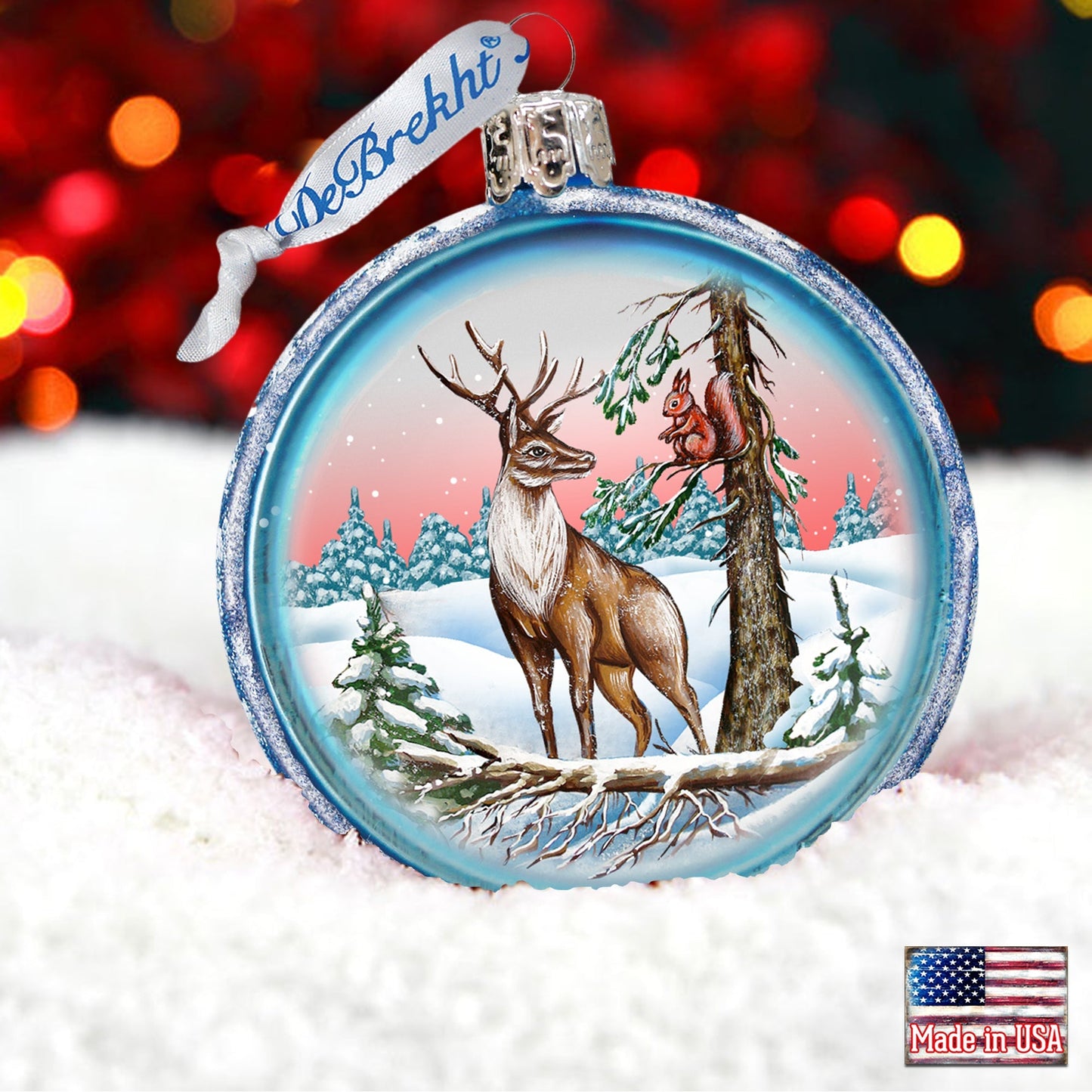 Reindeer Ball Glass Ornament by G. DeBrekht - Wildlife Holiday Decor - 73410