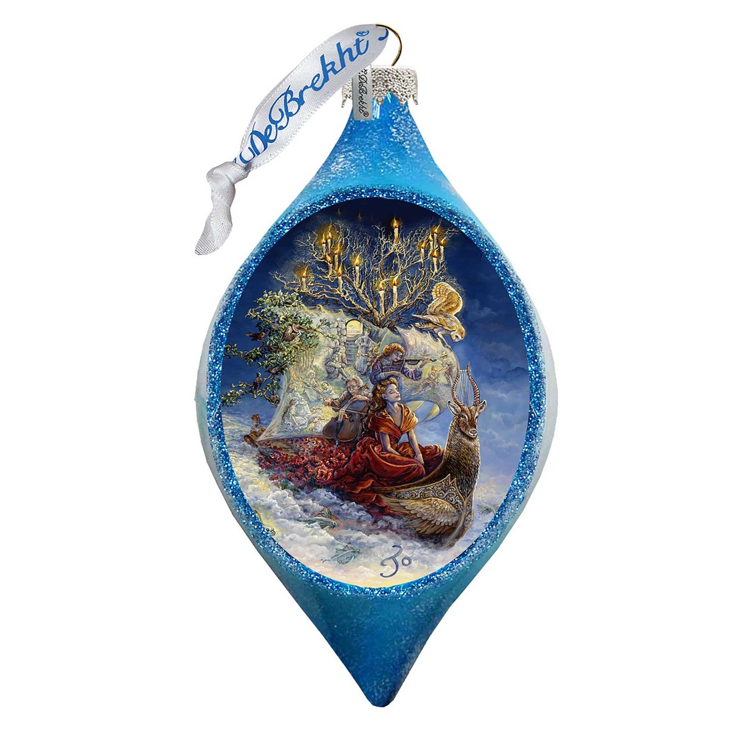Ship of Dreams Coastal Glass Ornament by Josephine Wall - Coastal Sea-Life Decor - 757-404-JW