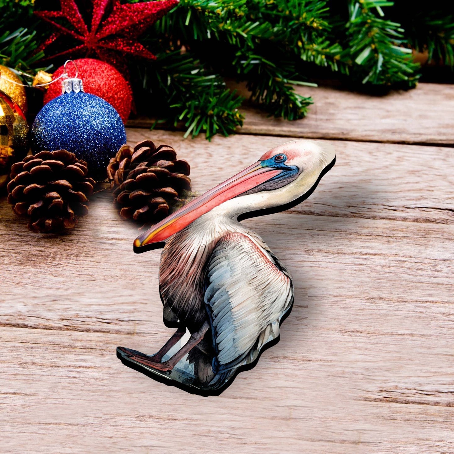 Pelicans Decorative Wooden Clip-on Ornaments Set of 3 by G. Debrekht - Christmas Decor - 8091014C-S3