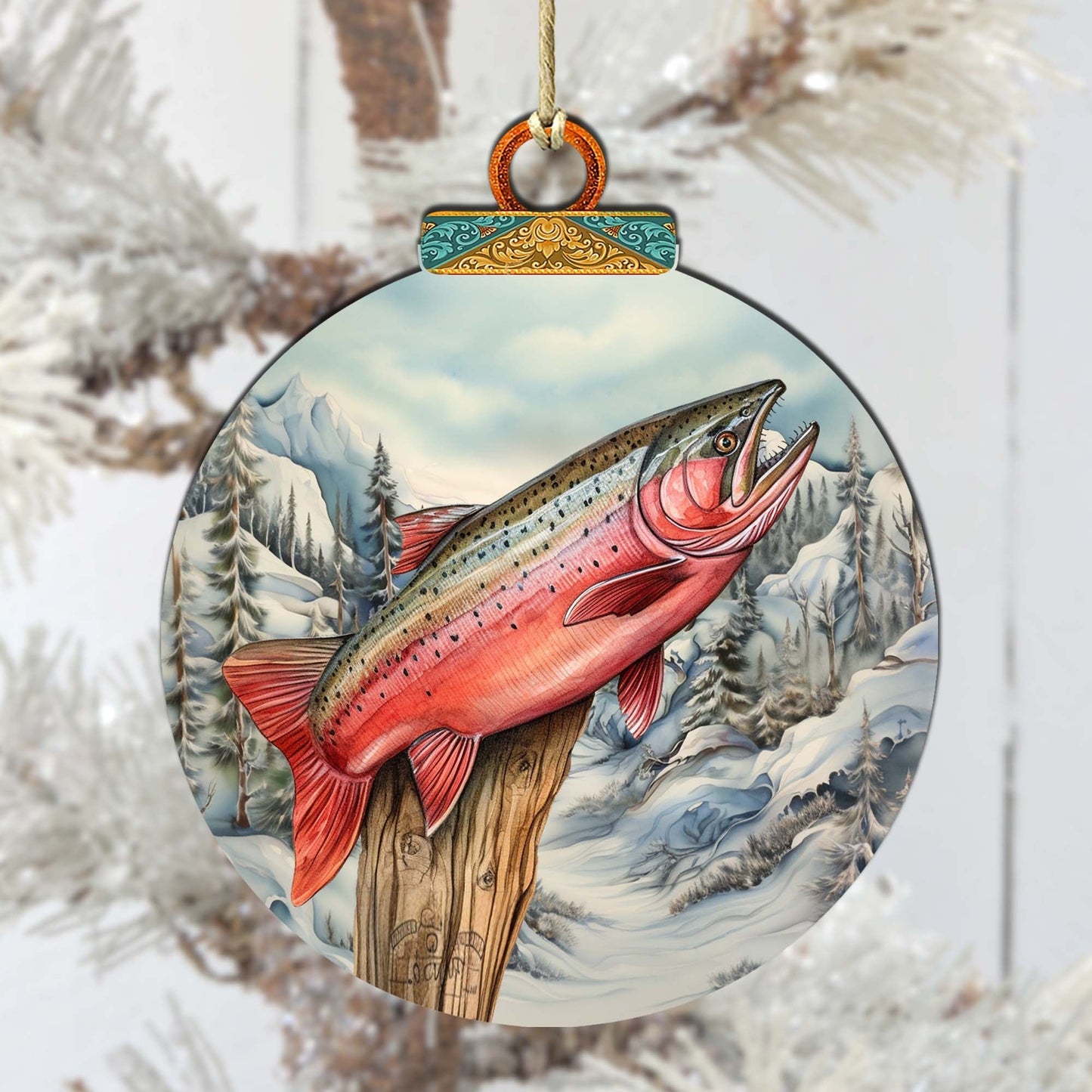 Alaskan Red Sockeye Wooden Ornaments by G.Debrekht - Wildlife Holiday Decor - 870047