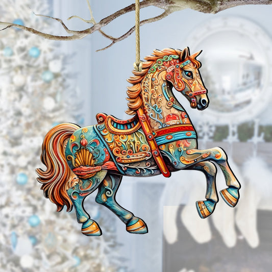Carousel Horse Wooden Ornaments by G. Debrekht - Christmas Decor - 8100193-2