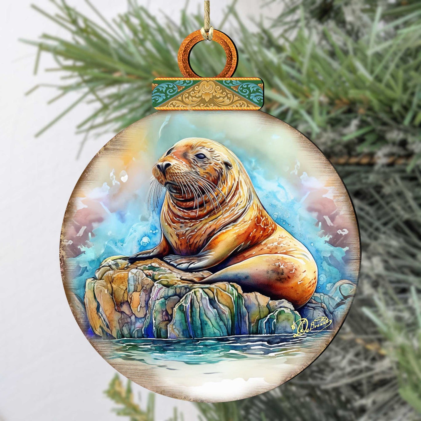 Sea Lion Wooden Ornaments by G.Debrekht - Wildlife Holiday Decor - 8710127