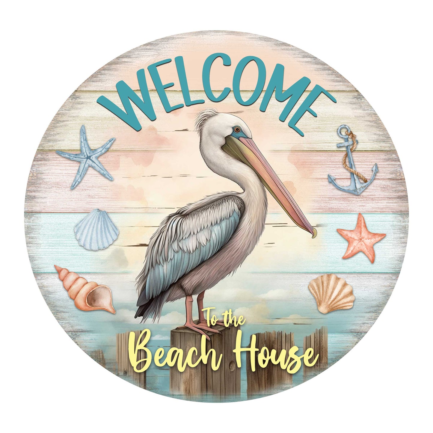 Pelican Welcome Sign Front door welcome sign Main entrance banner Welcome sign - Wooden front porch decor - 933113H