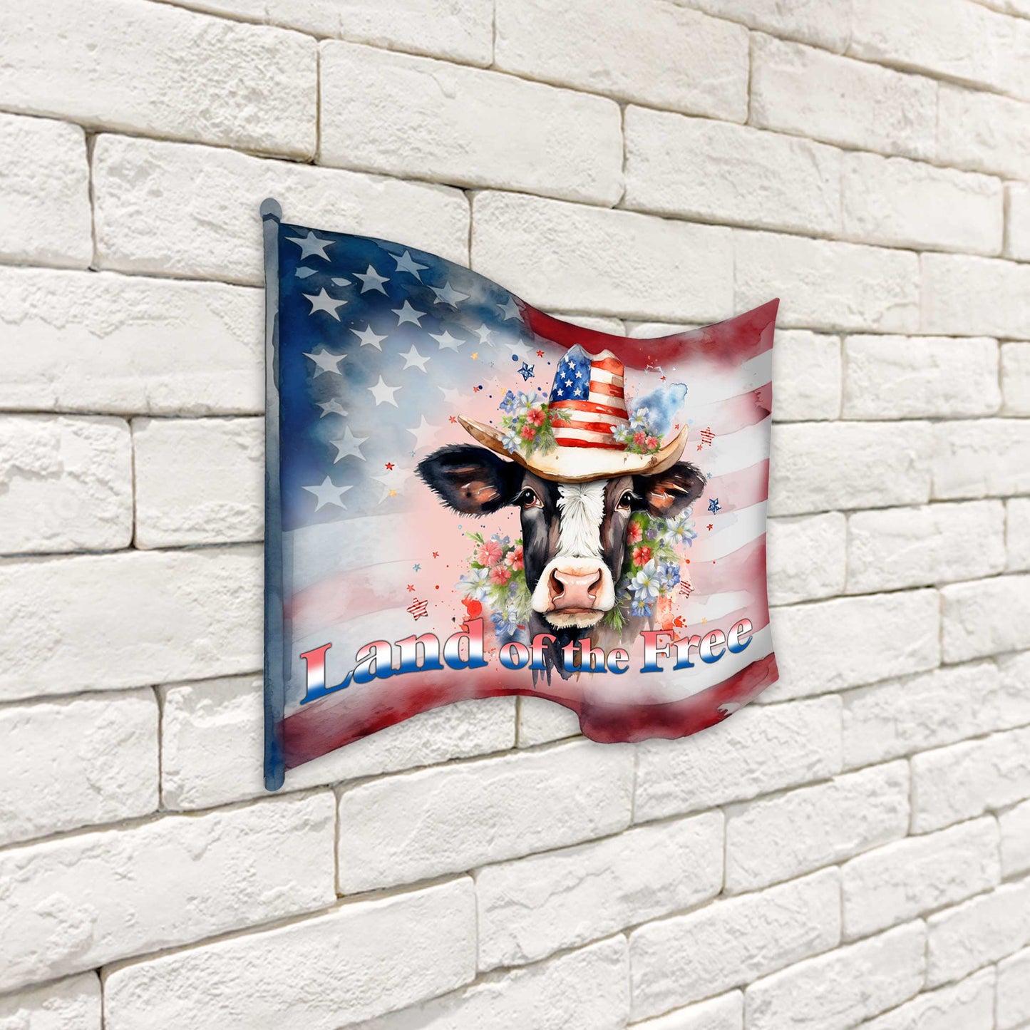 Front door welcome sign Land of the free flag United we stand Front porch Patriotic wreath Main entrance banner Red and White Welcome sign - Wooden front porch decor - 933110H