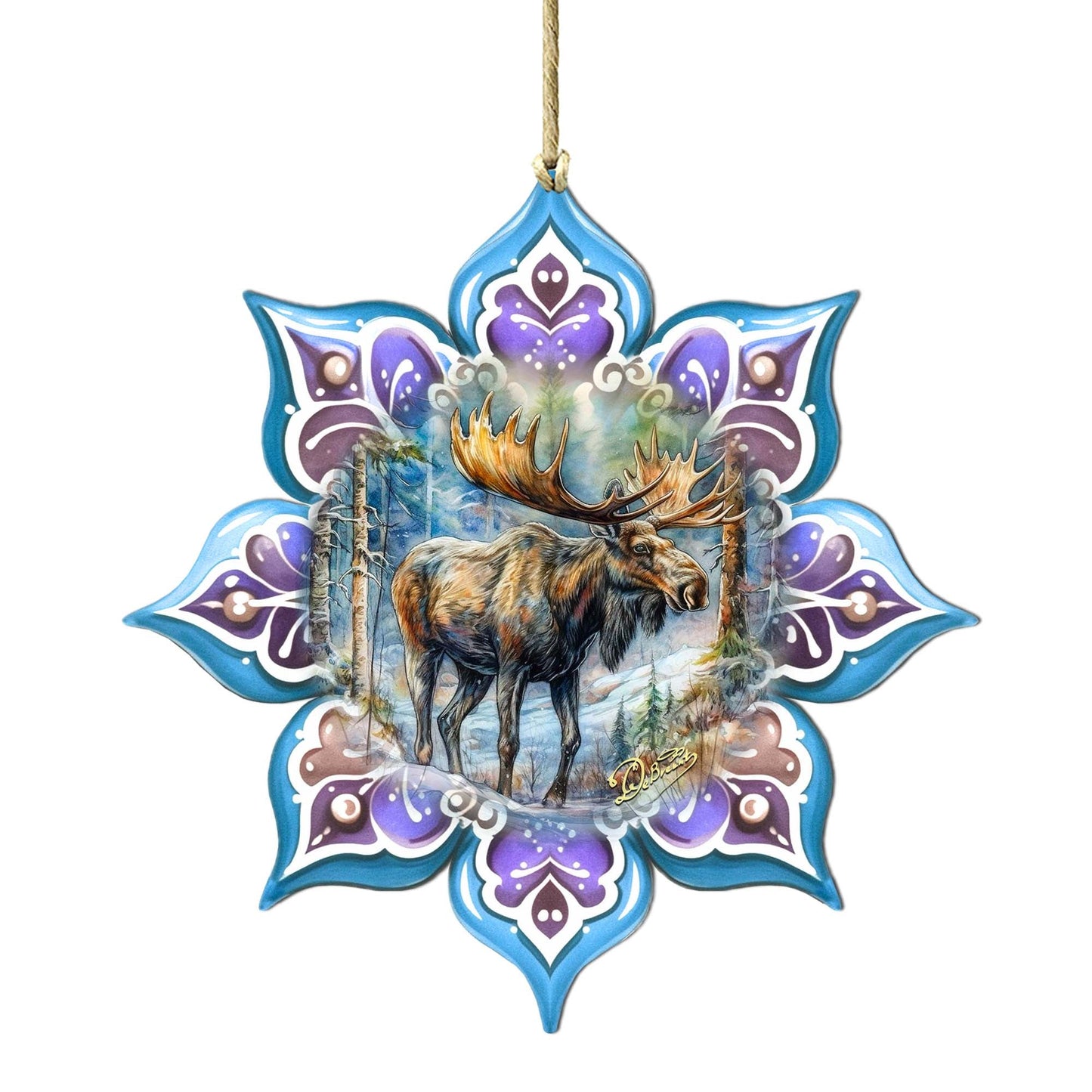 Moose Snowflake Wooden Ornaments by G. Debrekht - Nature Wildlife Decor - 8688414