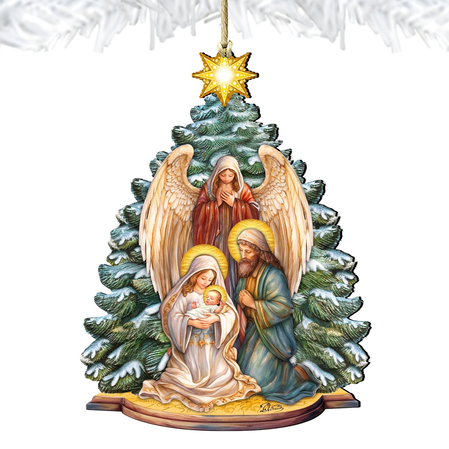 Holy Family Nativity Wooden Ornaments by G. DeBrekht Nativity Holiday Decor - 8611042
