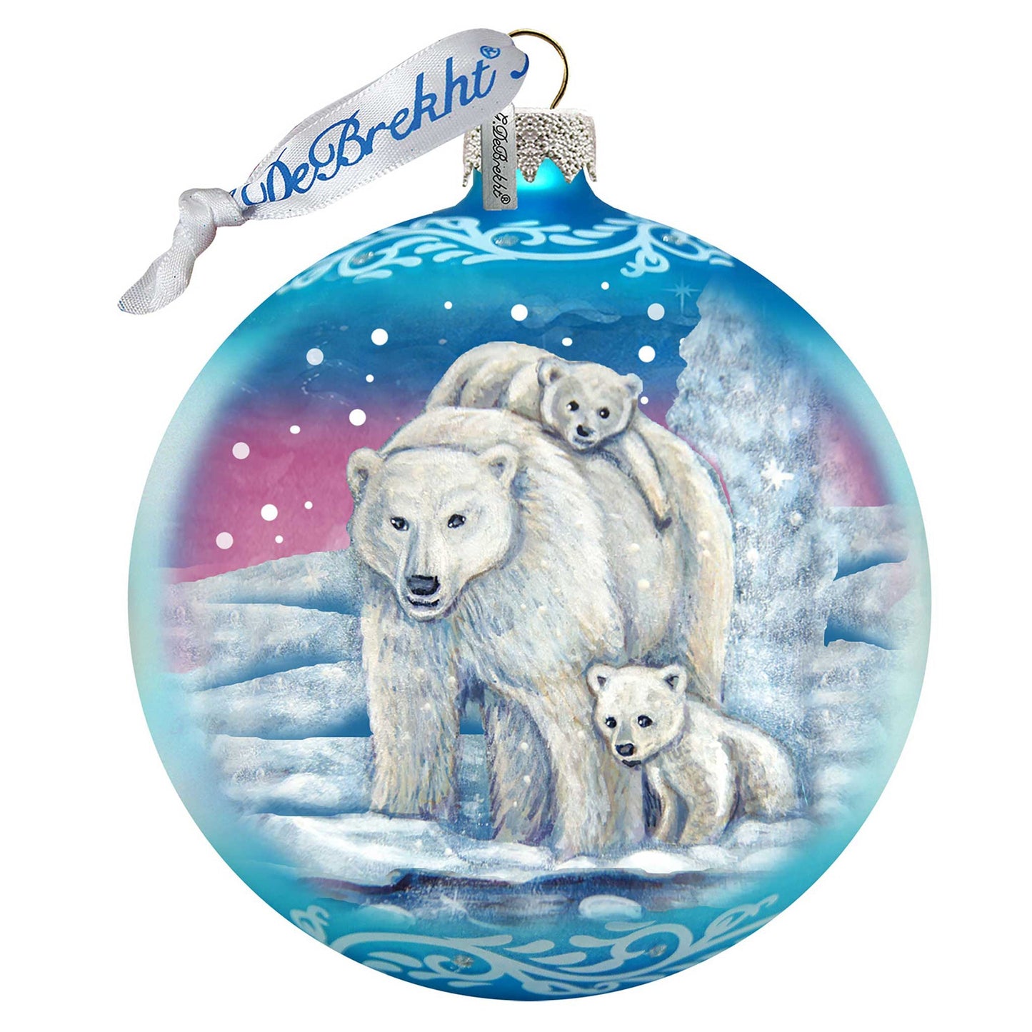 Polar Family Ball Glass Ornament by G. DeBrekht - Wildlife Holiday Decor - 73322