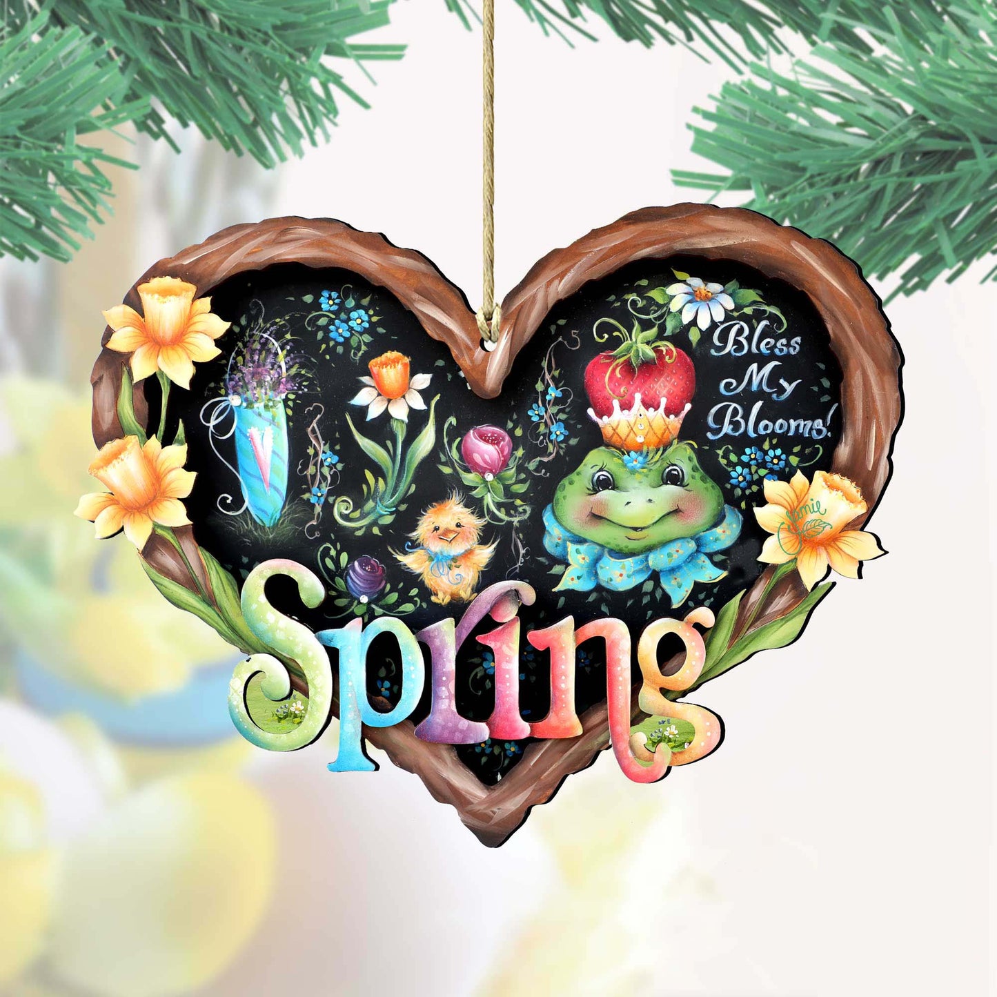 Bless my Bloomin Heart Wooden Ornaments by Jamie Mills-Price - Easter Spring Decor - 8457608